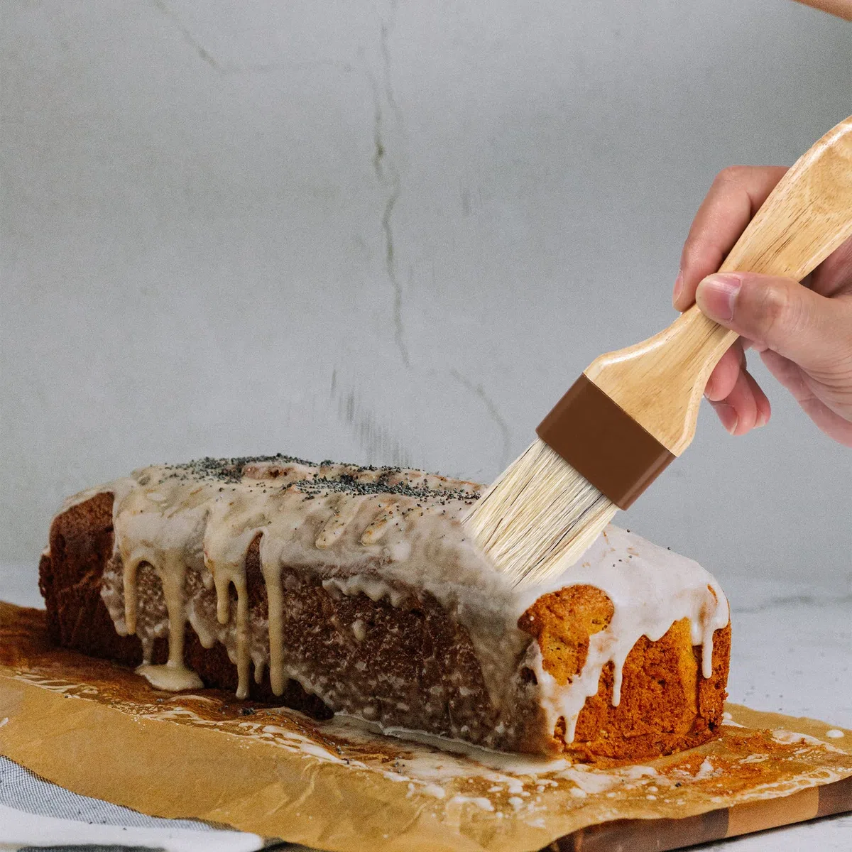 4 Pezzi di Pennelli per Pasticceria, Pennelli con Setole di Cinghiale Pennelli per Barbecue per Salse Pennello per Barbecue Pennello da Cucina Olio Salsa Marinata Spalmata Uova (Piccola + Media)