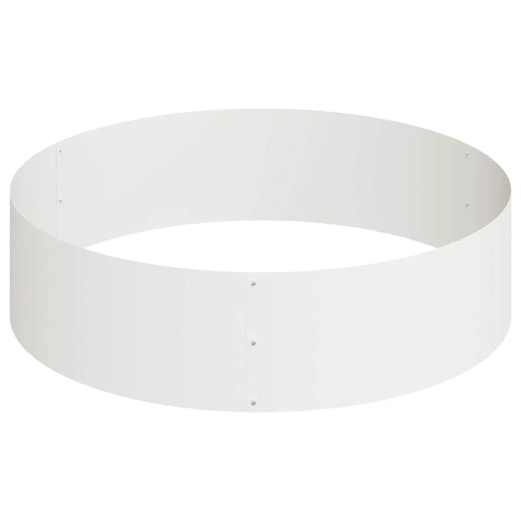 Aiuola rialzata rotonda in acciaio, 120 x 120 x 20 cm, vaso per piante, bianco, da giardino | Robusto vaso rotondo in acciaio laminato a freddo per terrazza e giardino, ideale per erbe e fiori.