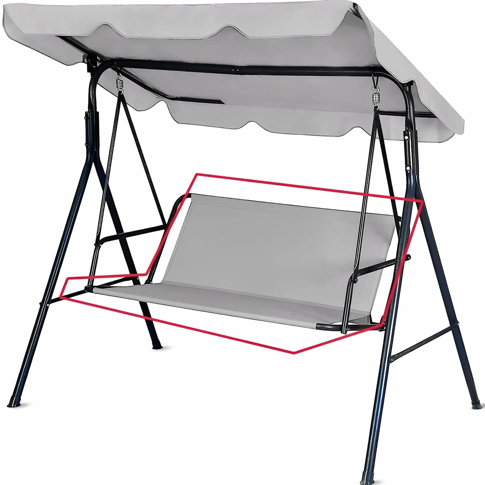 Copri sedia da giardino impermeabile per dondolo Hollywood, rivestimento per sedia da giardino (grigio, 115 x 48 x 48 x 48 cm)