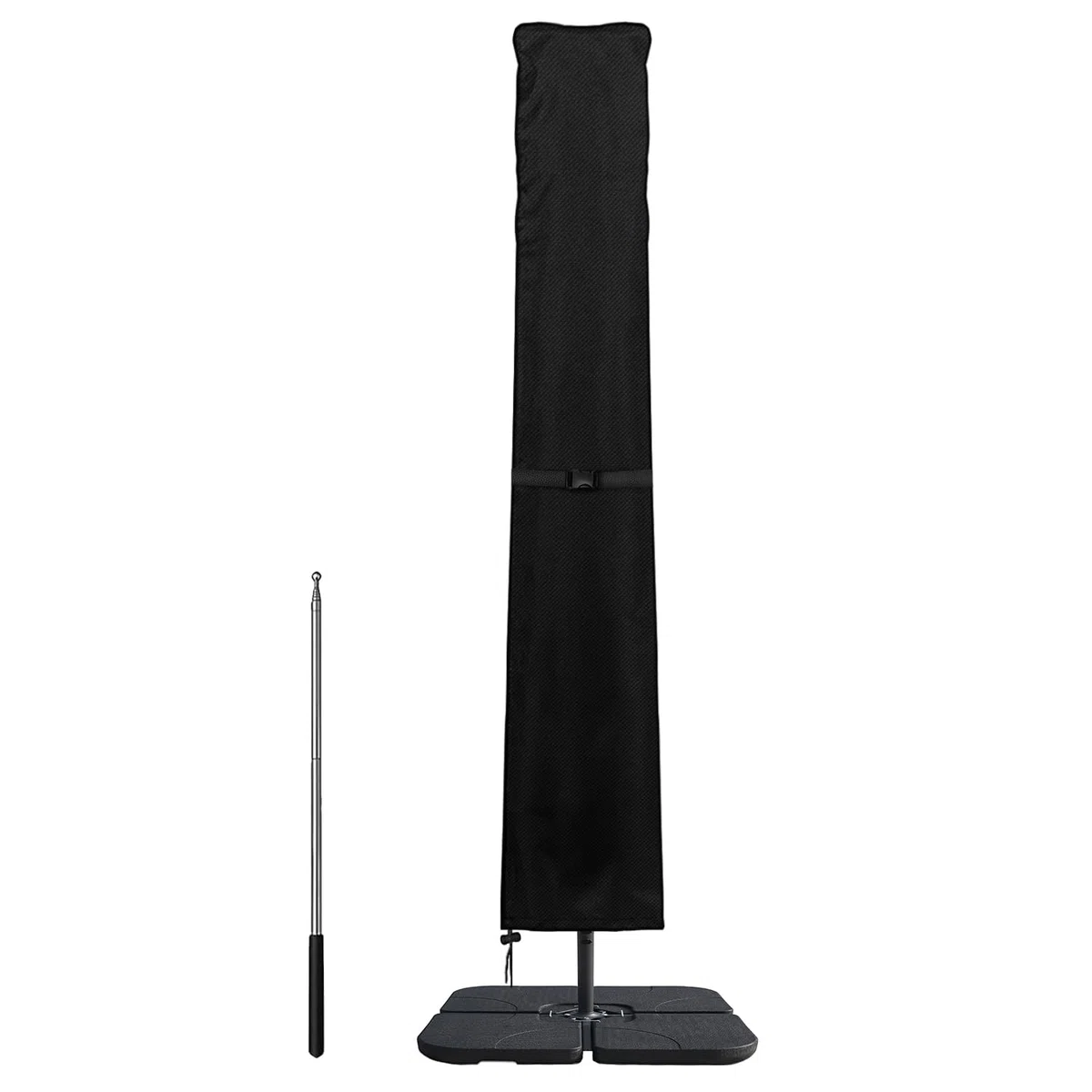 Dokon Copertura per Ombrellone a Braccio Decentrato Impermeabile Copertura Ombrellone Decentrato da 3 a 4m con Asta, Anti-UV Tessuto Oxford 420D Telo Copri Ombrelloni da Giardino (240x57/57cm) Nero