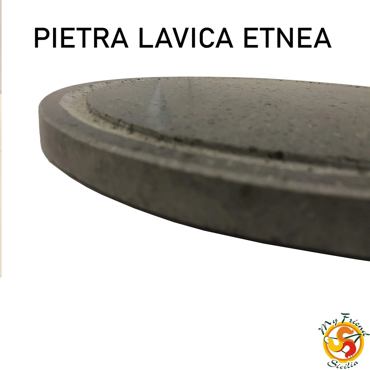 GRIGLIA IN PIETRA LAVICA ETNEA TONDA DIAMETRO 35 CM CON SCANALATURA - IDEALE PER BARBECUE TIPO WEBER o per forno SMEG