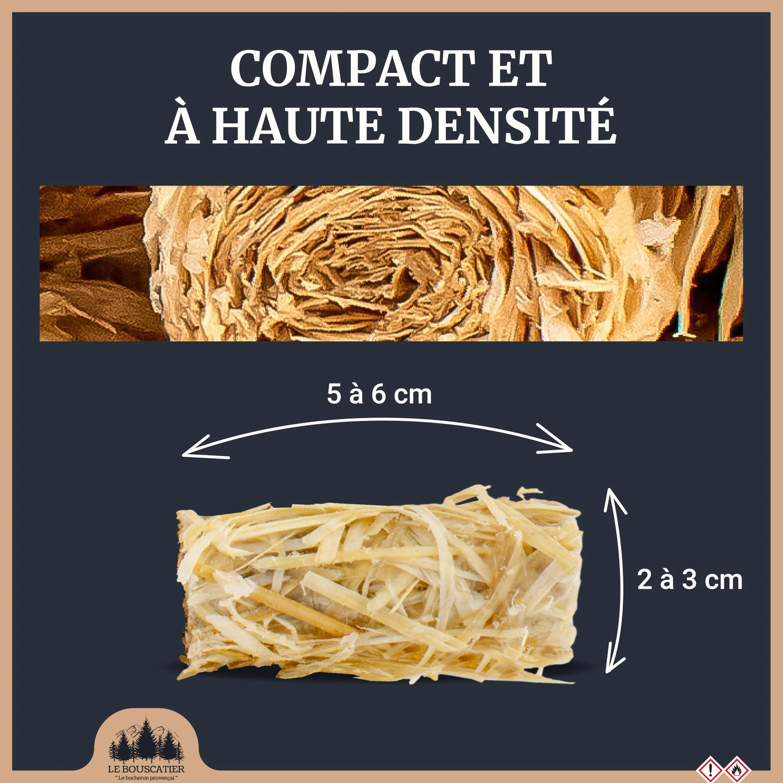 Le Bouscatier Accendifuoco in lana di legno e cera naturale Camino stufa forno pizza fornello Barbecue braciere 160 a 170 accendifuoco di grande calibro fiammifero Gratis