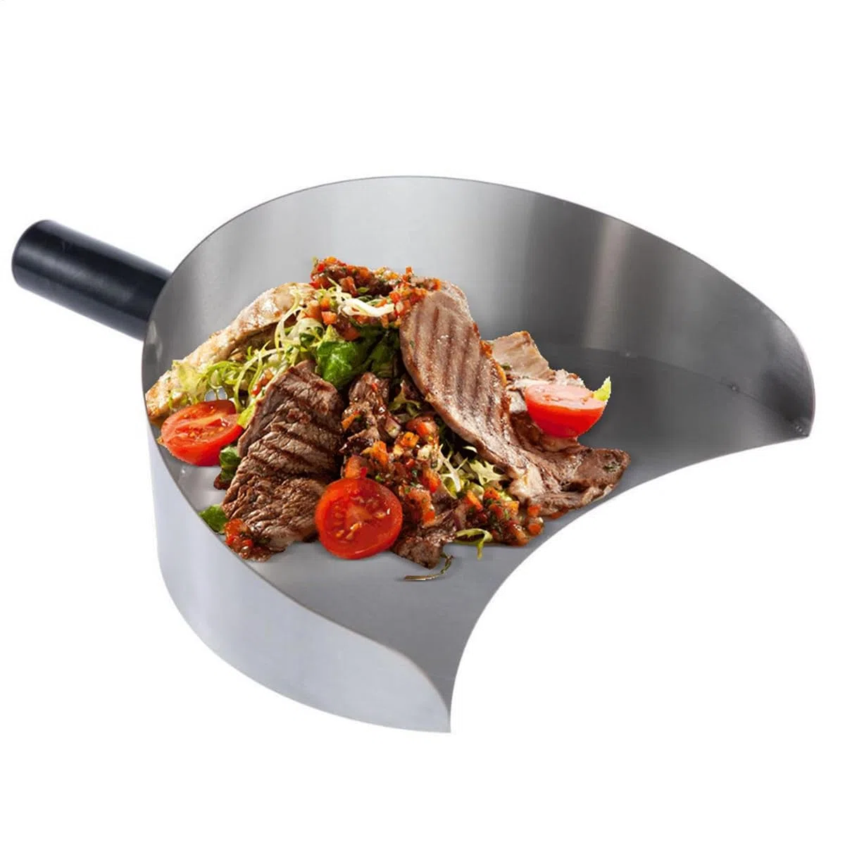 Paletta raccogli-carne 22,5 x 17,5 x 8 cm in acciaio inox, pala per kebab - Pratica pala per kebab per barbecue, macchina per shawarma