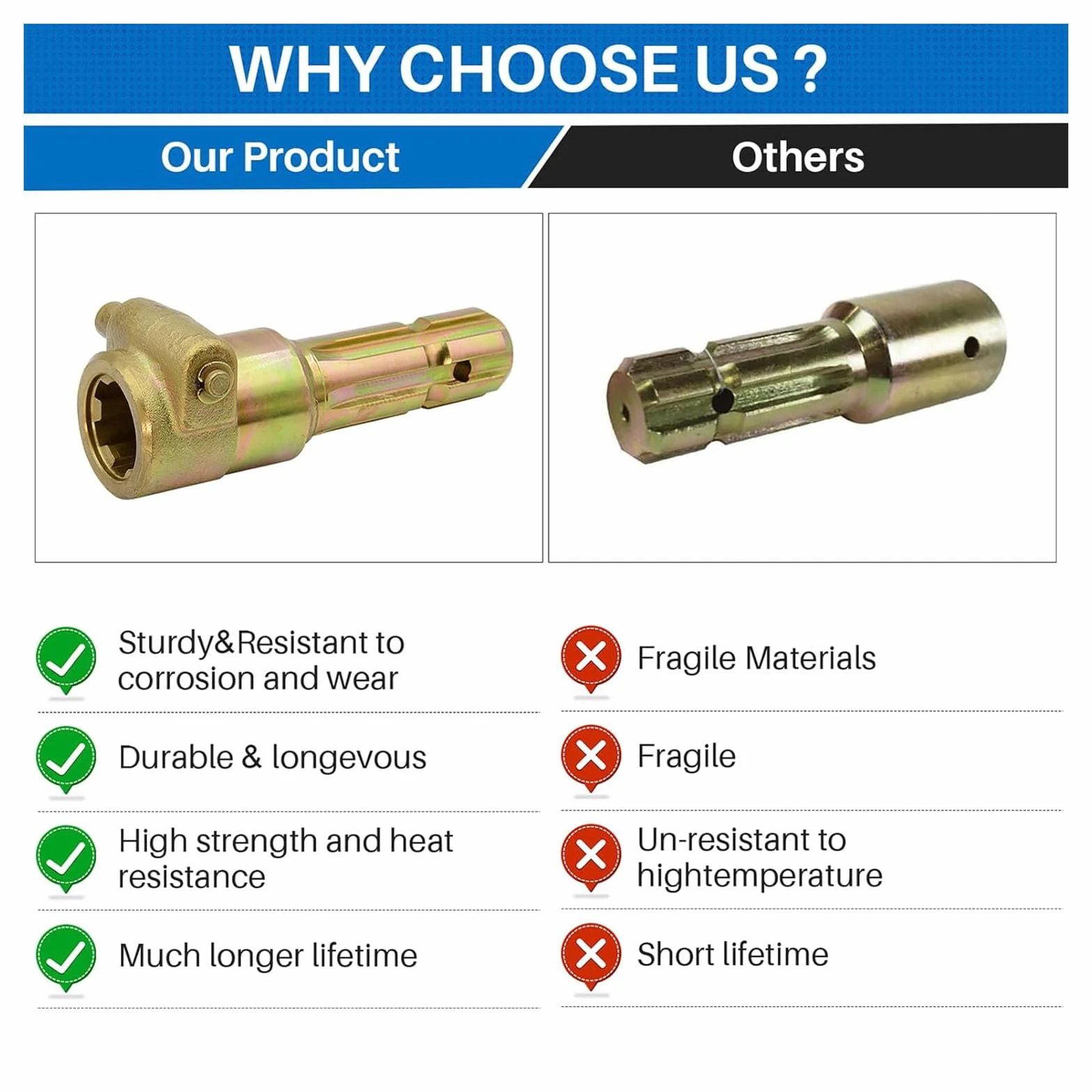 Adattatore PTO per Trattore, Femmina 1-3/8“ e 6 scanalature Maschio 1-3/8” e 6 scanalature, Prolunga PTO, per Trattori Fino a 70
