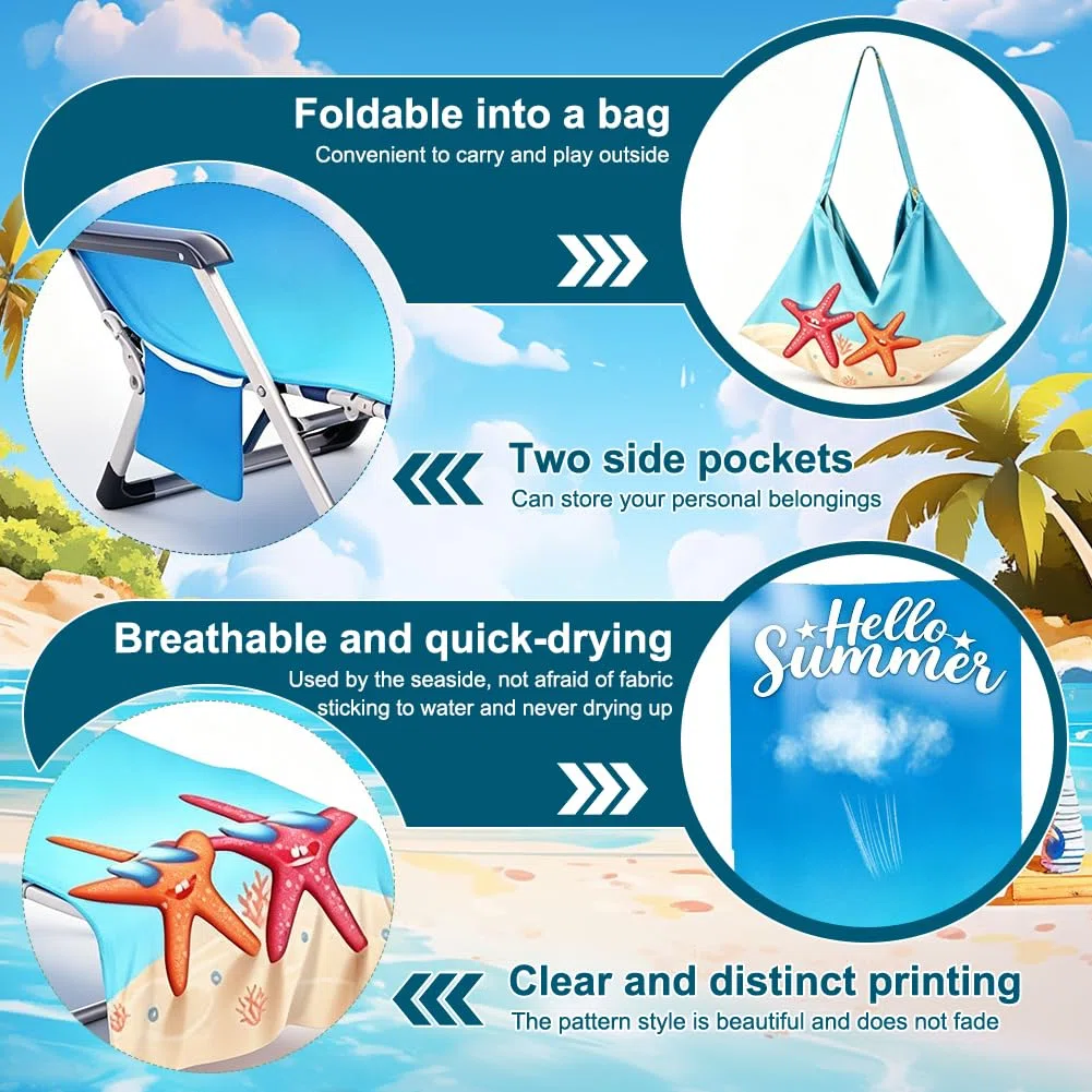 Copertura protettiva ocean per sedia da giardino, morbido telo in spugna per lettino/sdraio con 2 tasche, cuscino per sedia da giardino e sdraio, telo mare per piscina e spiaggia, 75 x 210 cm