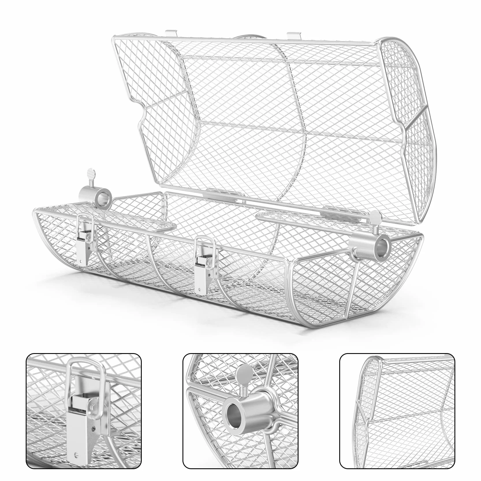 onlyfire BRK-6039 Acciaio Inossidabile Universale Rosticceria Grill Peanut Fagioli Fritte Cestino Si Adatta per Qualsiasi Gas Grill in Acciaio Inox