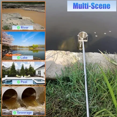 Kit di campionamento dell'acqua, con asta telescopica e bicchiere a doppia scala, per test ambientali in laghi, fiumi, stagni e oceani, ideale per ricerca e analisi della qualità dell'acqua