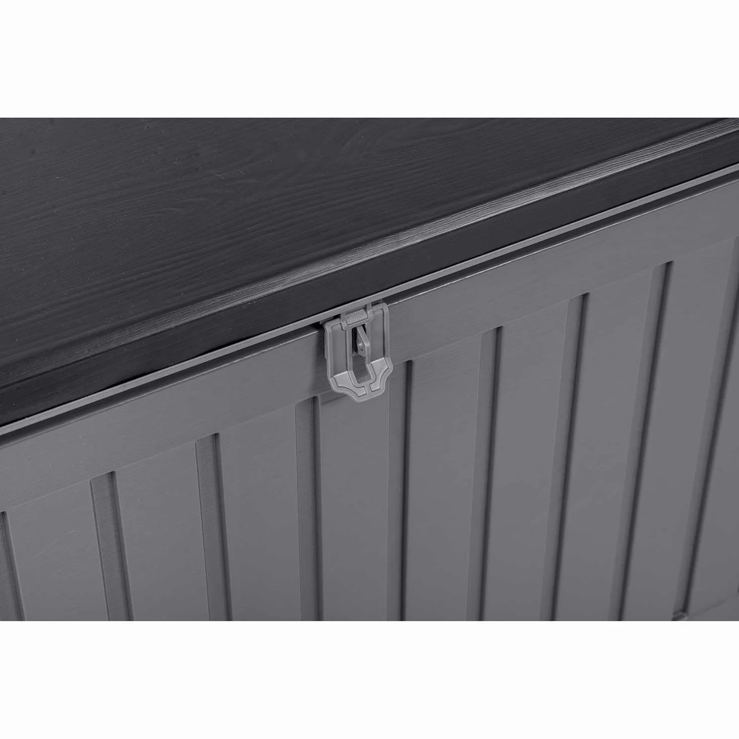 Contenitore da giardino, capacità 270 l, resistente alle intemperie, con coperchio, 109 x 51,5 x 55 cm, colore: grigio