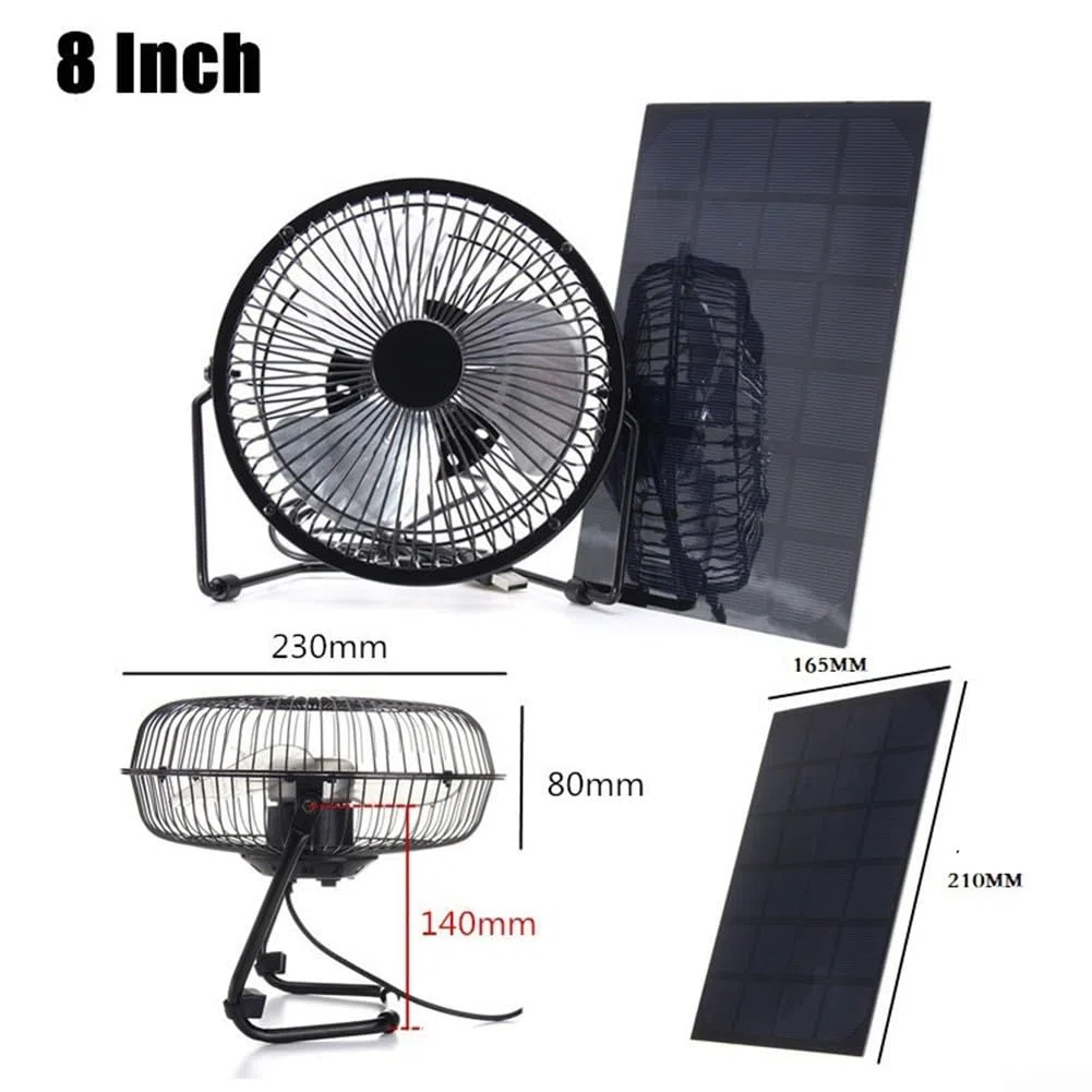 Ventilatore a 8 pollici alimentato solare con il pannello 5 2W per i pollai e per i rifugi dell'animale domestico
