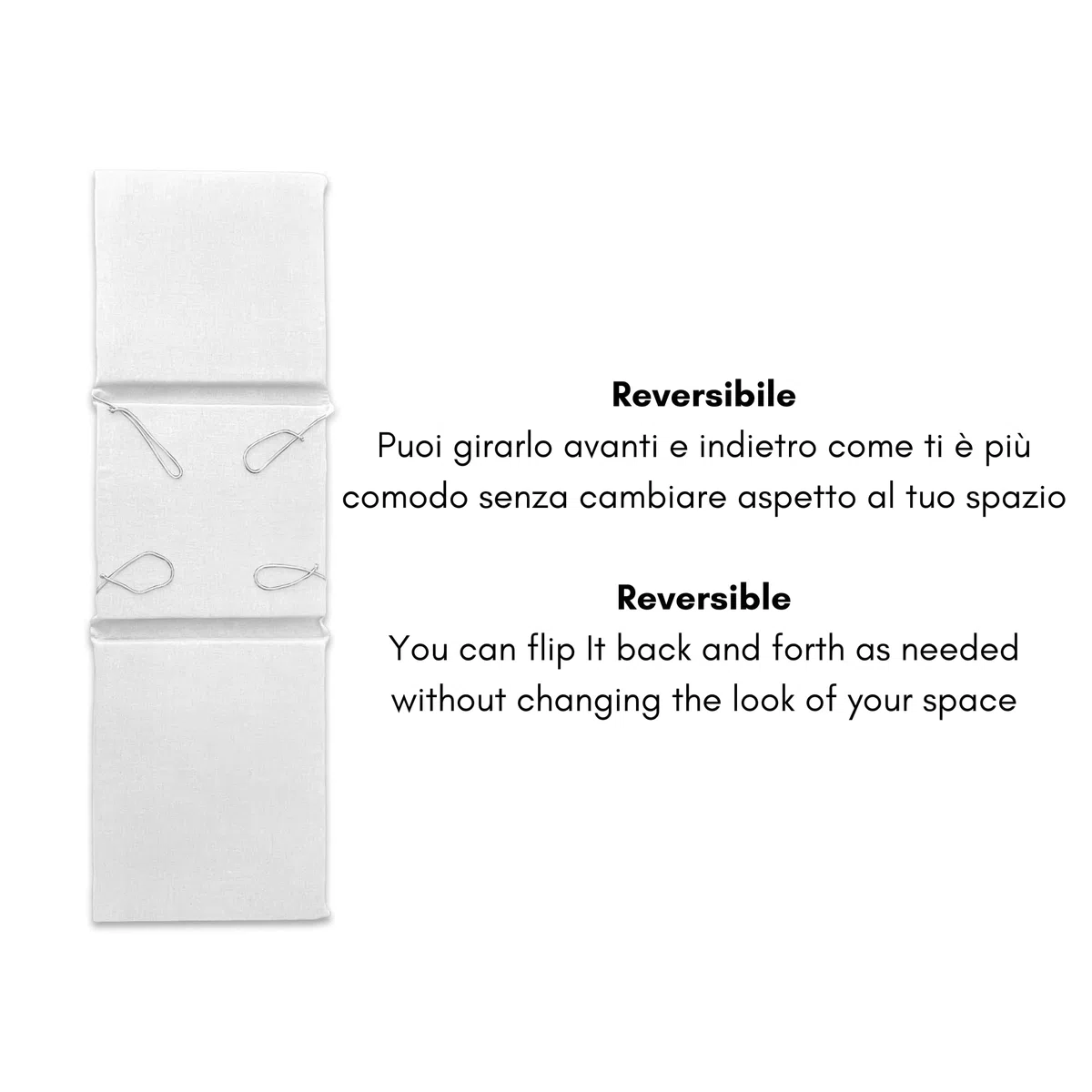 Il Tuo Artigiano Design uscino Imbottito per Lettino Prendisole Artigianale Totalmente Sfoderabile made in Italy - 190x60 cm (Bianco)