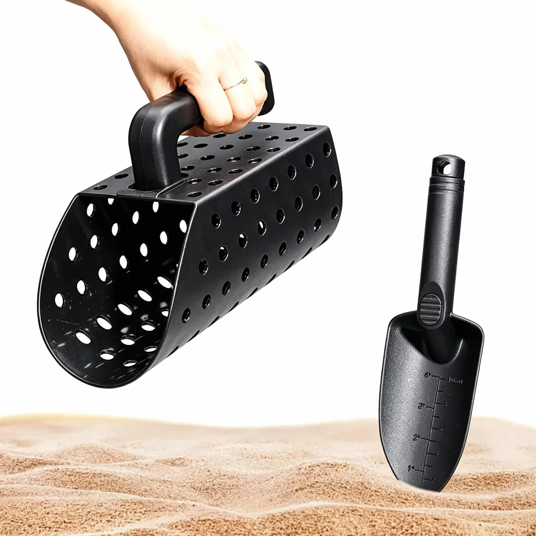 Setaccio Sabbia Metal Detector, Paletta Sabbia Subacquea con Cucchiaio in Plastica ABS, Setaccio Portatile e Accessori per Caccia al Tesoro in Spiaggia/Giardino