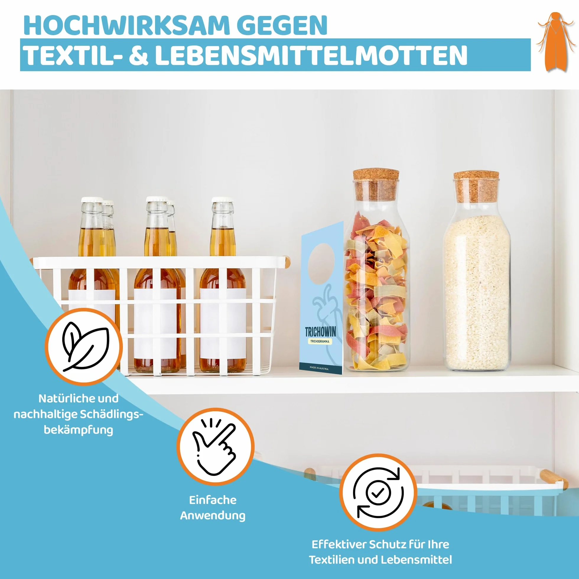 Vespe contro le tarme alimentari e vestiti – più efficace delle trappole per tarme alimentari – protezione alternativa alla trappola per tarme & spray per tarme, prodotto in AT (10 pezzi)