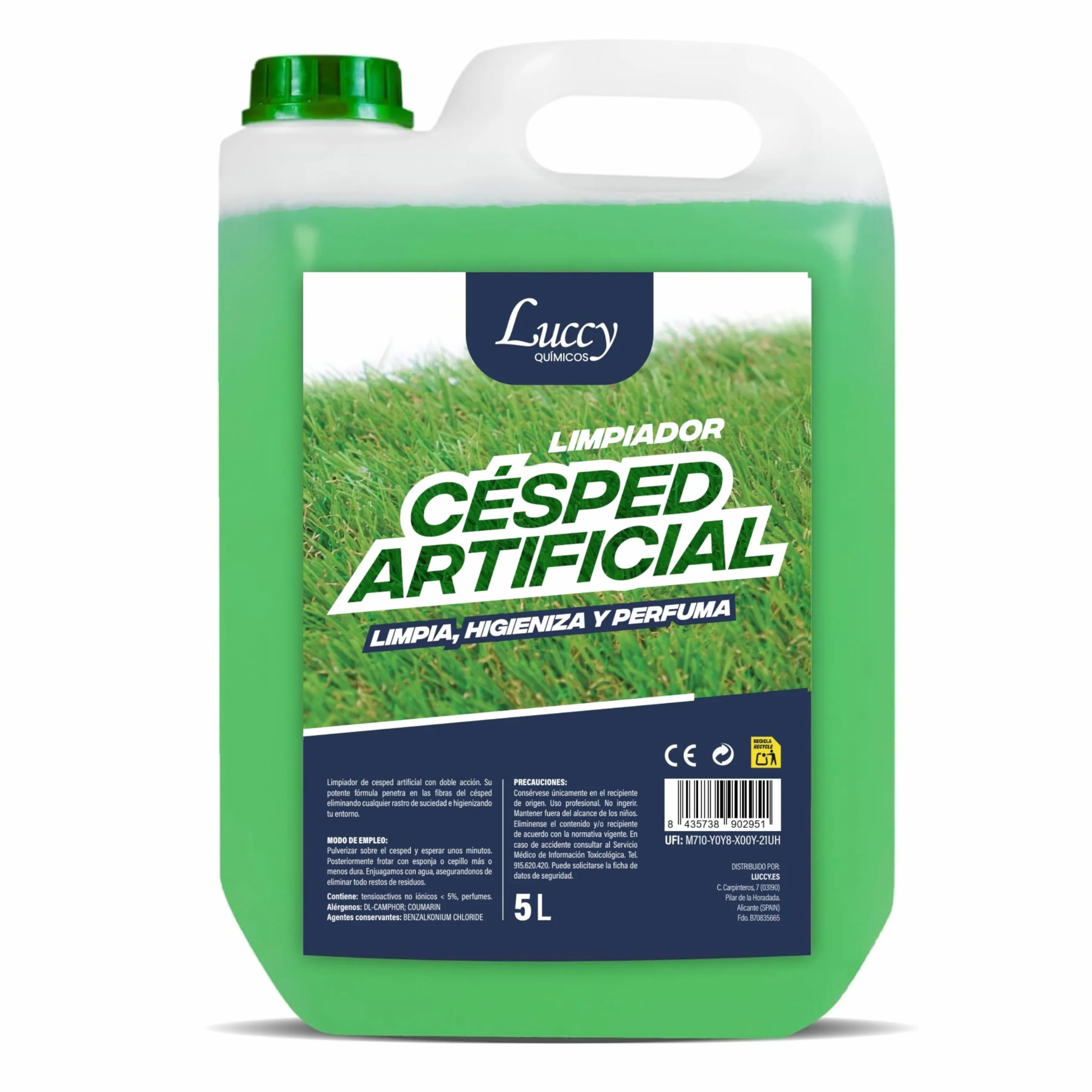Detergente per la Pulizia di Prati in Erba Sintetica Pronto 5 Litri - Liquido per Pulire Erba Artificiale e Prato Sintetico