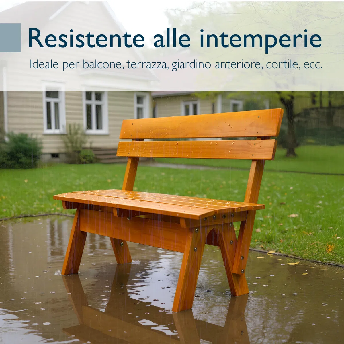 Beautissu Panca Panchina da Giardino in Legno Massiccio Resistente alle Intemperie 2 Posti a Sedere 120 cm – Panchine Panchina da Esterno all'aperto Durevole Robusta per Balcone Terrazza – GR