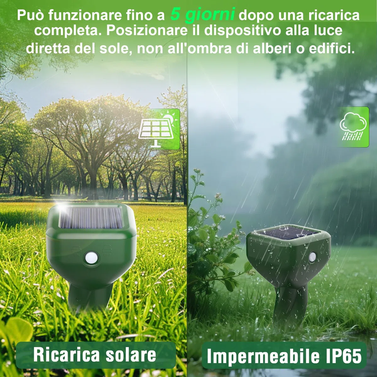 Dissuasori per Talpe, 2 Pezzi Dissuasore per Topi, Repellente per Topi, Scaccia Talpe per Scoiattoli di Terra, Serpenti, Visoni-Verde