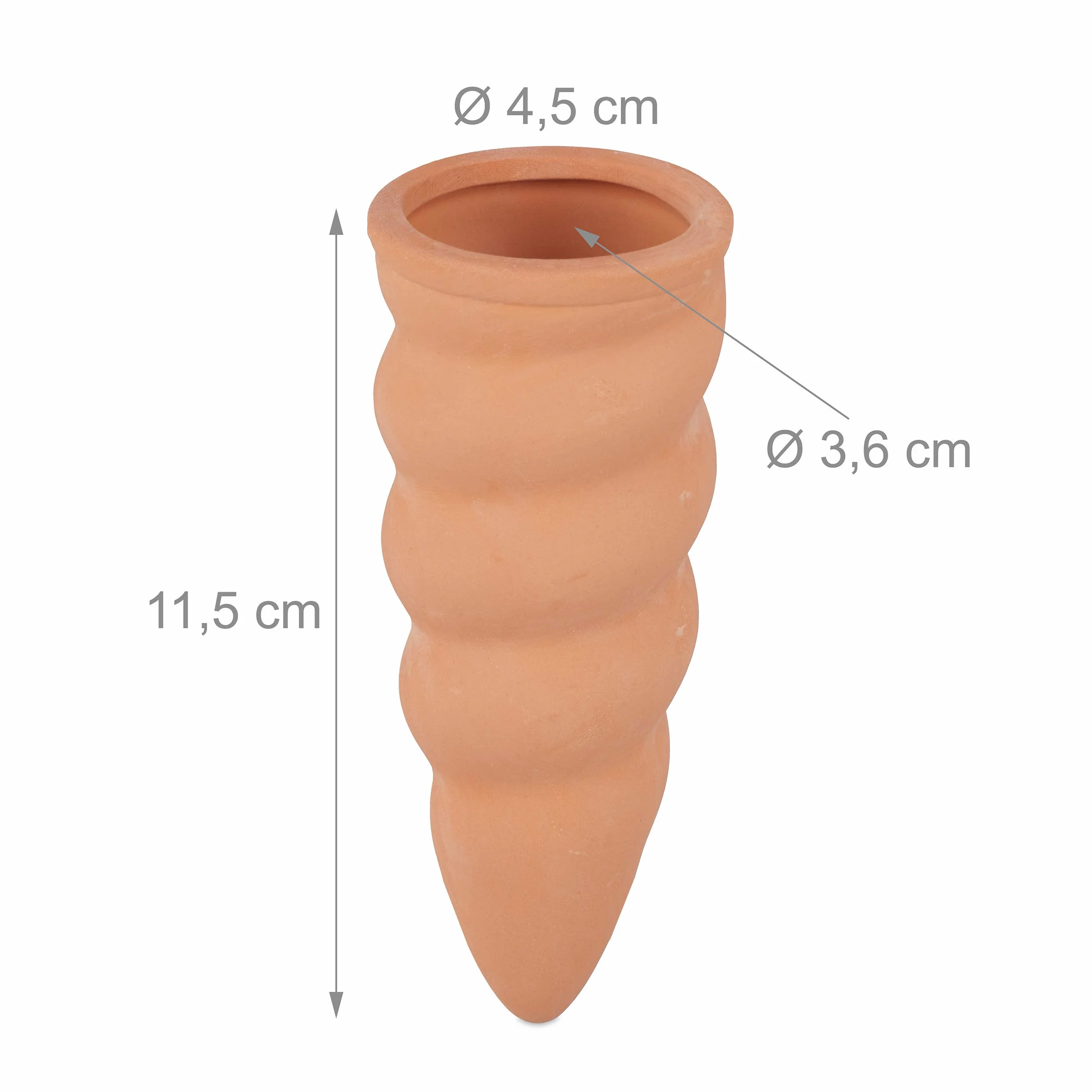 Relaxdays Coni di Argilla Piante, per Bottiglie da 1,5 l, Aiuto per irrigazione, Altezza x profondità: 11,5 x 4,5 cm, Terracotta, 100% Ceramica, Marrone, 24 Pezzi