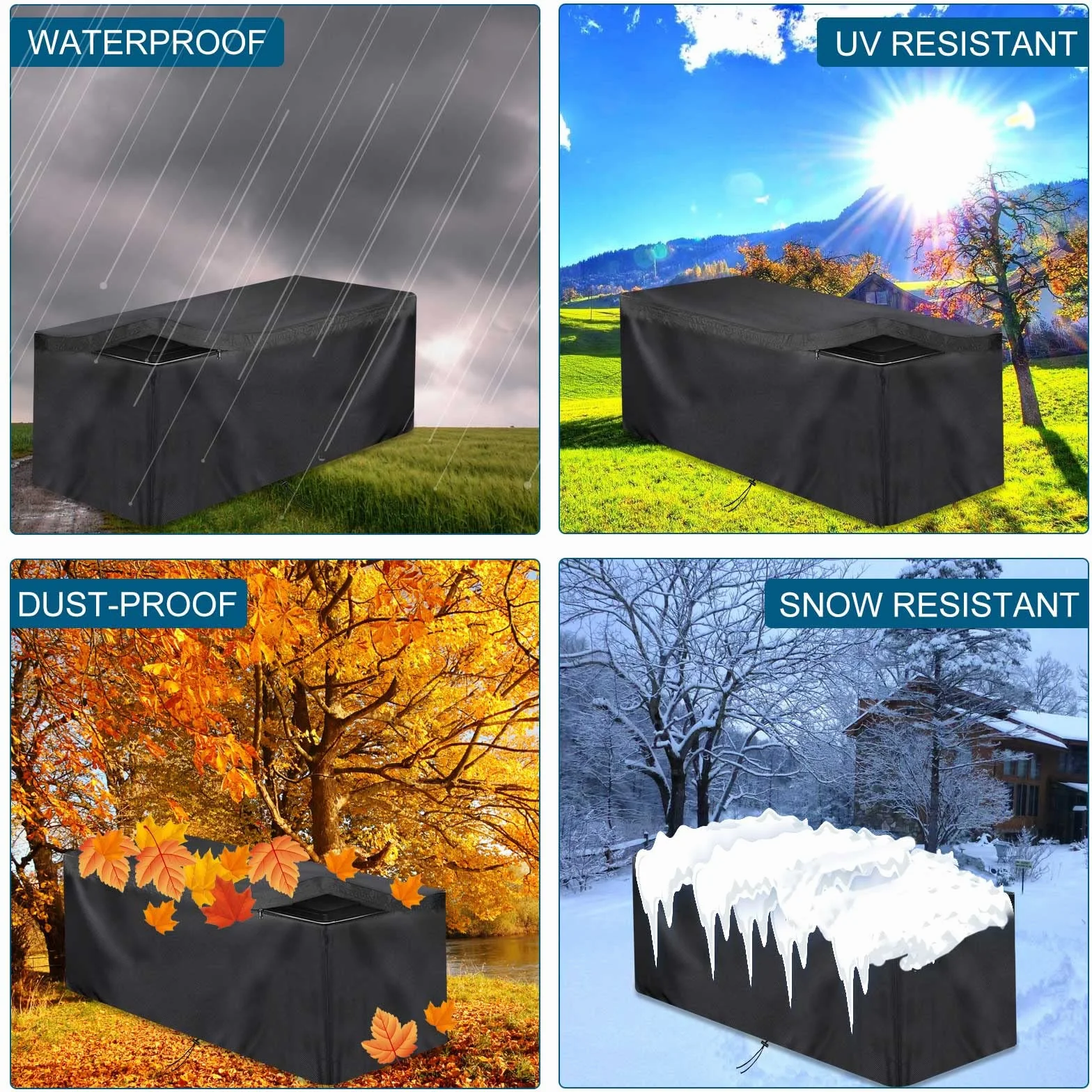 Copertura per scatole di immagazzinaggio, rivestimento protettivo Rip-Stop 420D Oxford Cloth, 123 x 55 x 62 cm