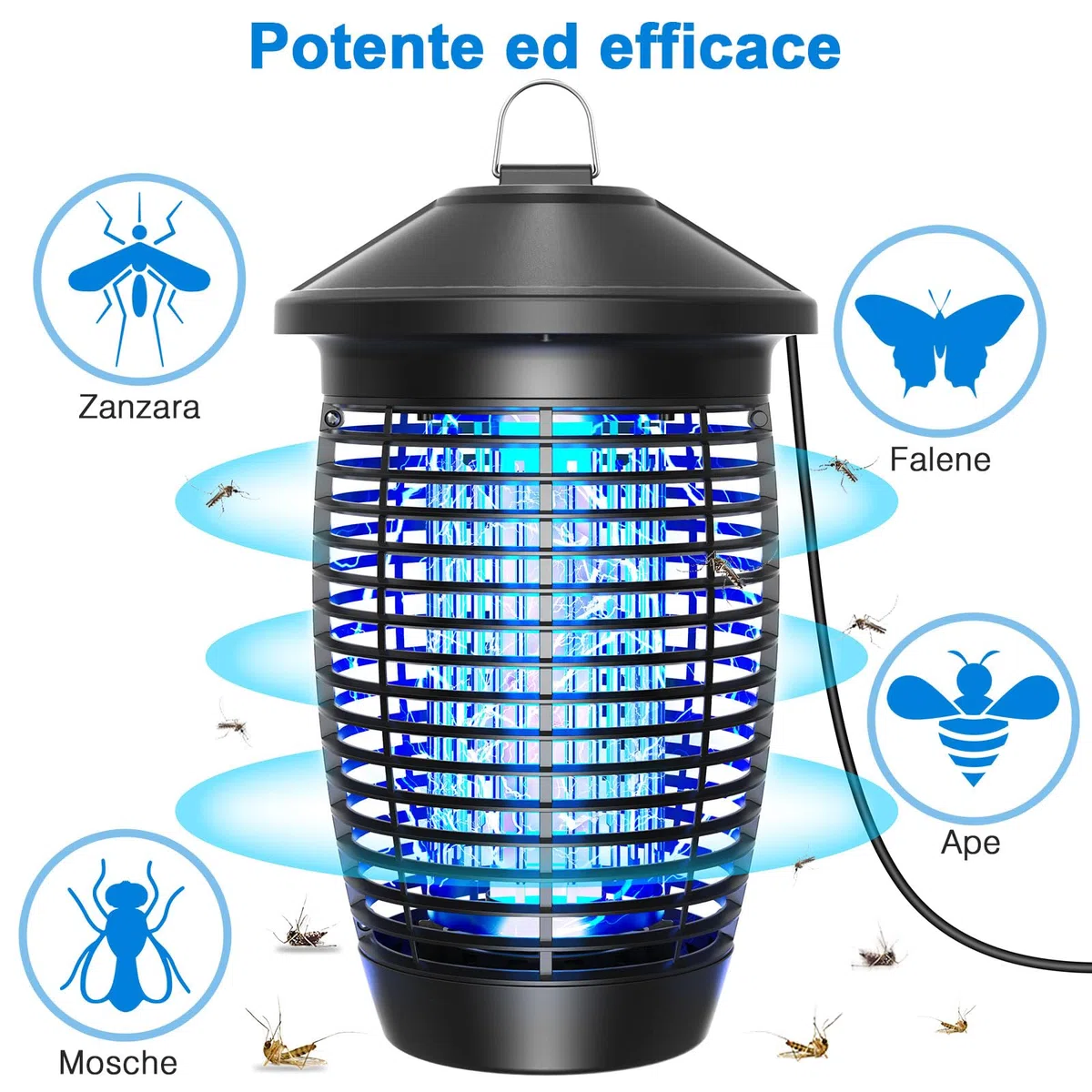 PALONE Lampada Antizanzare Elettrica 20 W 4500 V Ultimi Modelli UV Uccisione Mosca Elettrico Repellente Efficace Portata 100 m² per repellente zanzare, Mites, mosche, insetti