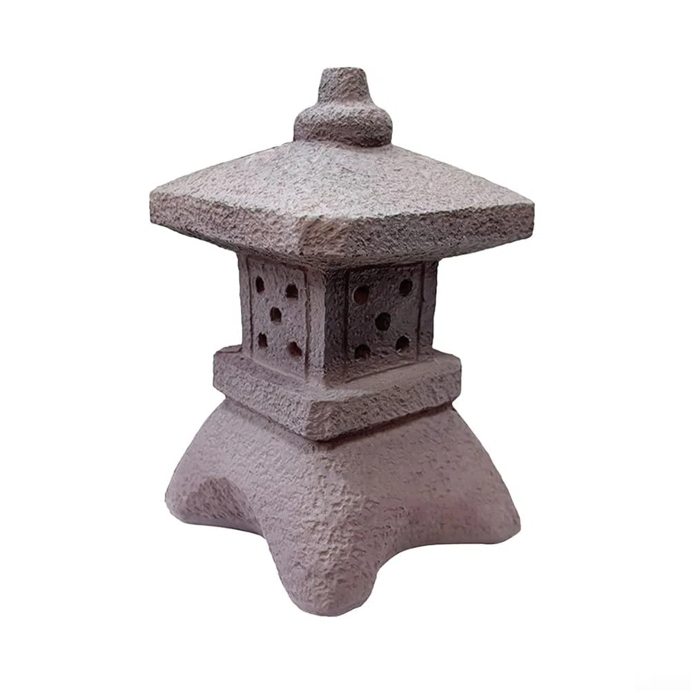 Lanterna a pagoda ad energia solare, statua da giardino zen in resina, torre giapponese in pietra per esterni, luce decorativa per cortile resistente alle intemperie, per illuminazione paesaggistica