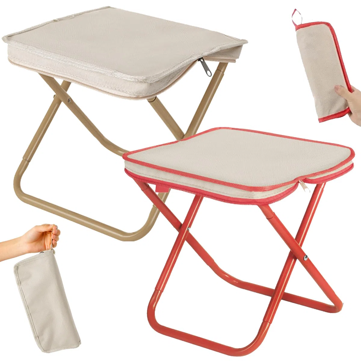 Sgabello pieghevole portatile, 2 pezzi, per campeggio, giardino, pesca, barbecue, spiaggia