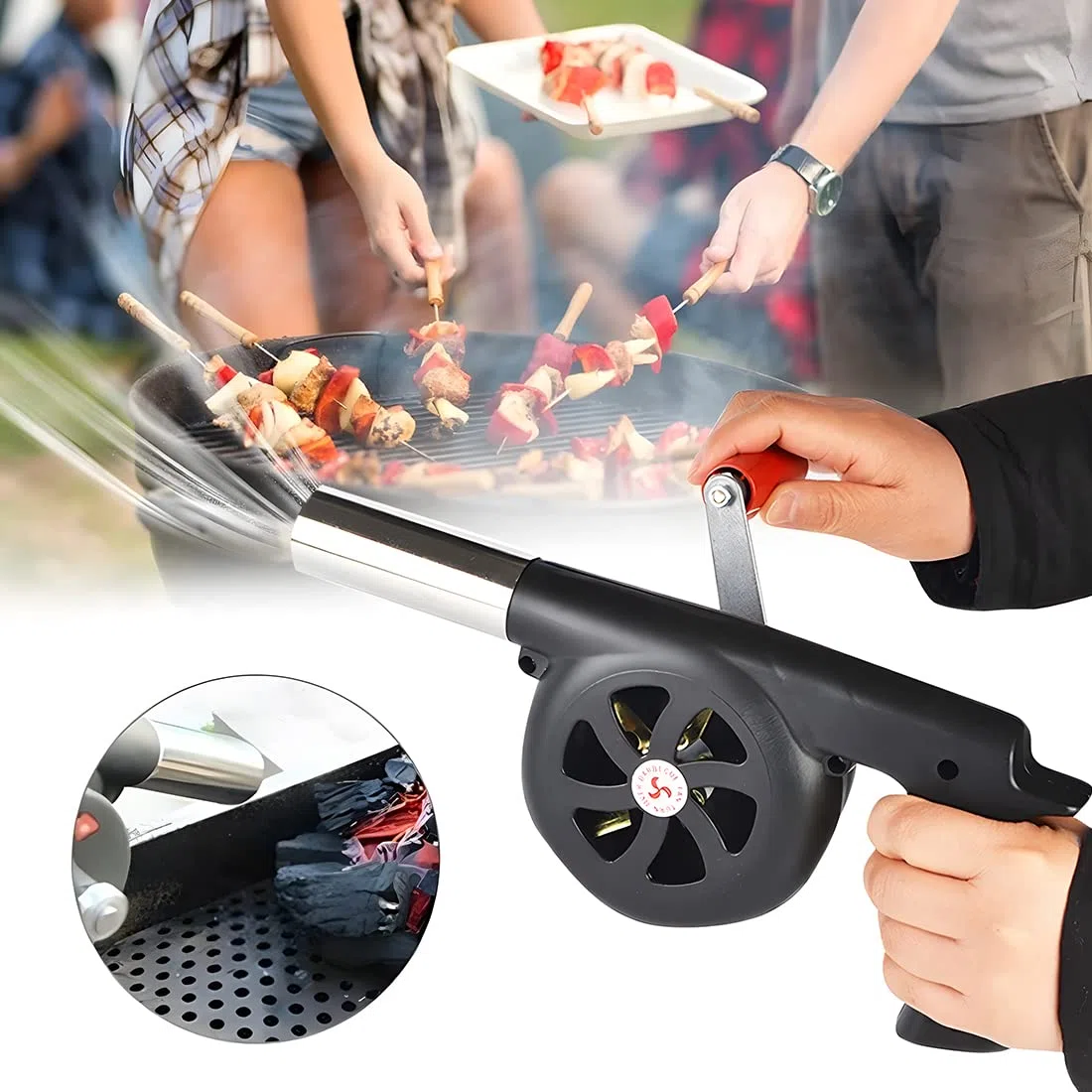 Wailicop Soffiatori a Manovella, BBQ Ventilatore Manuale per Barbecue Cucinare All'aperto Camino Picnic Campeggio Carbone Griglie Campfires