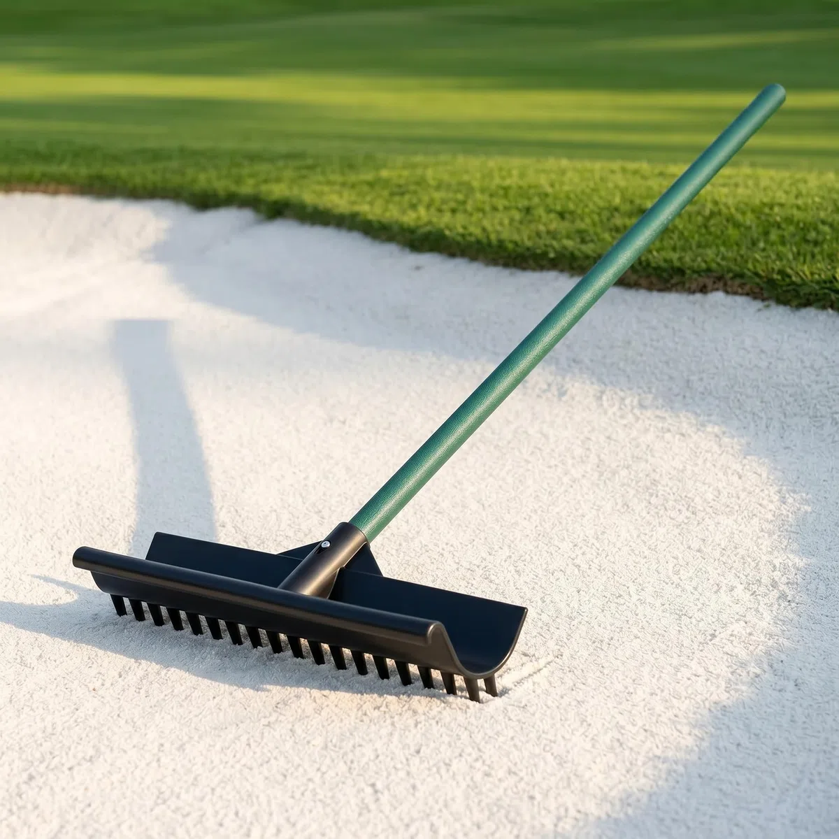Rastrello bunker da golf, reversibile a forma di S, rastrello da giardino con manico in alluminio, per bunker di sabbia da golf, driving range, pulizia delle foglie del prato e manutenzione del