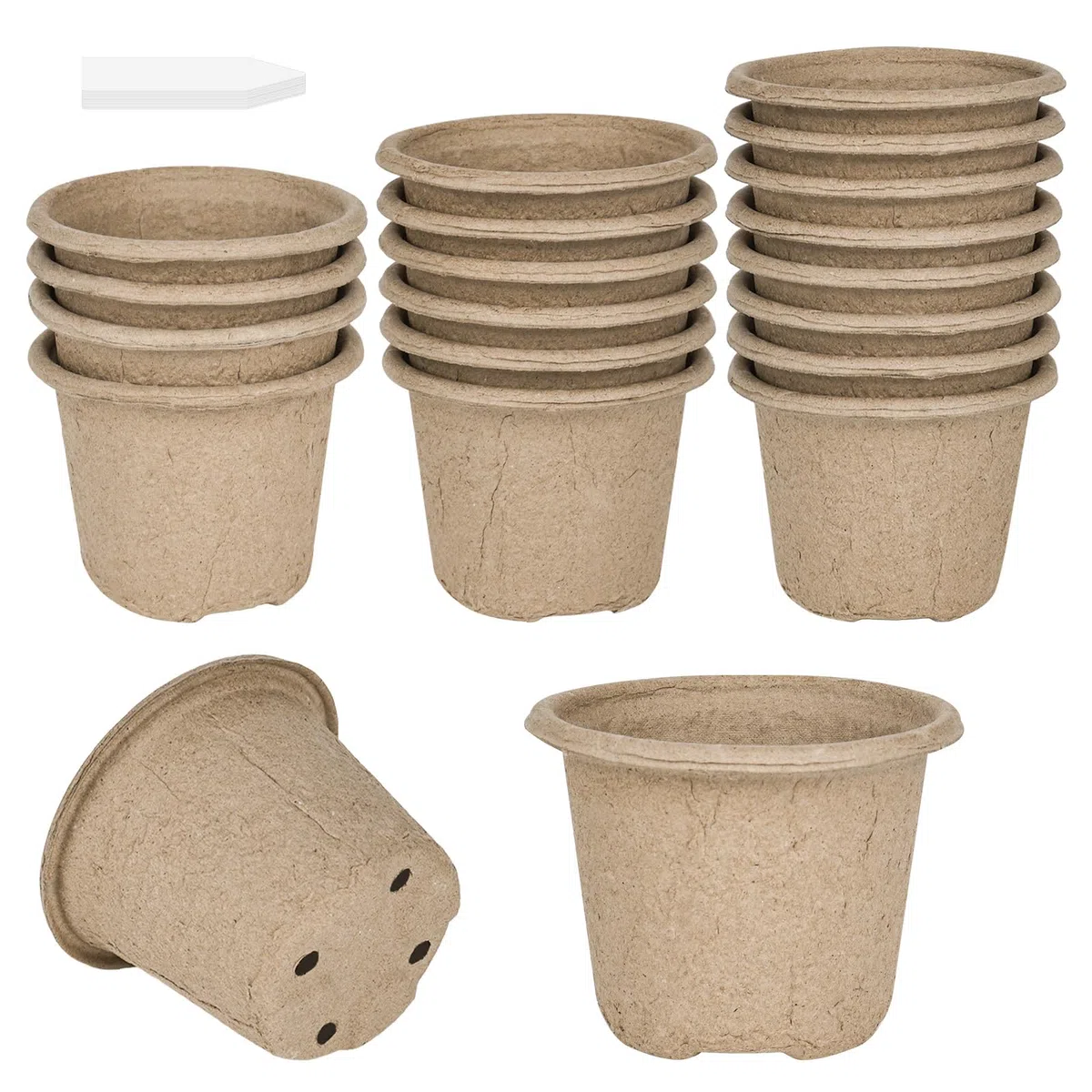 Vasetti per piantine biodegradabili, confezione da 20, Ø 11 cm. Questi vasi biodegradabili sono forniti con 20 etichette in plastica e sono adatti per la coltivazione di verdure, frutta, erbe