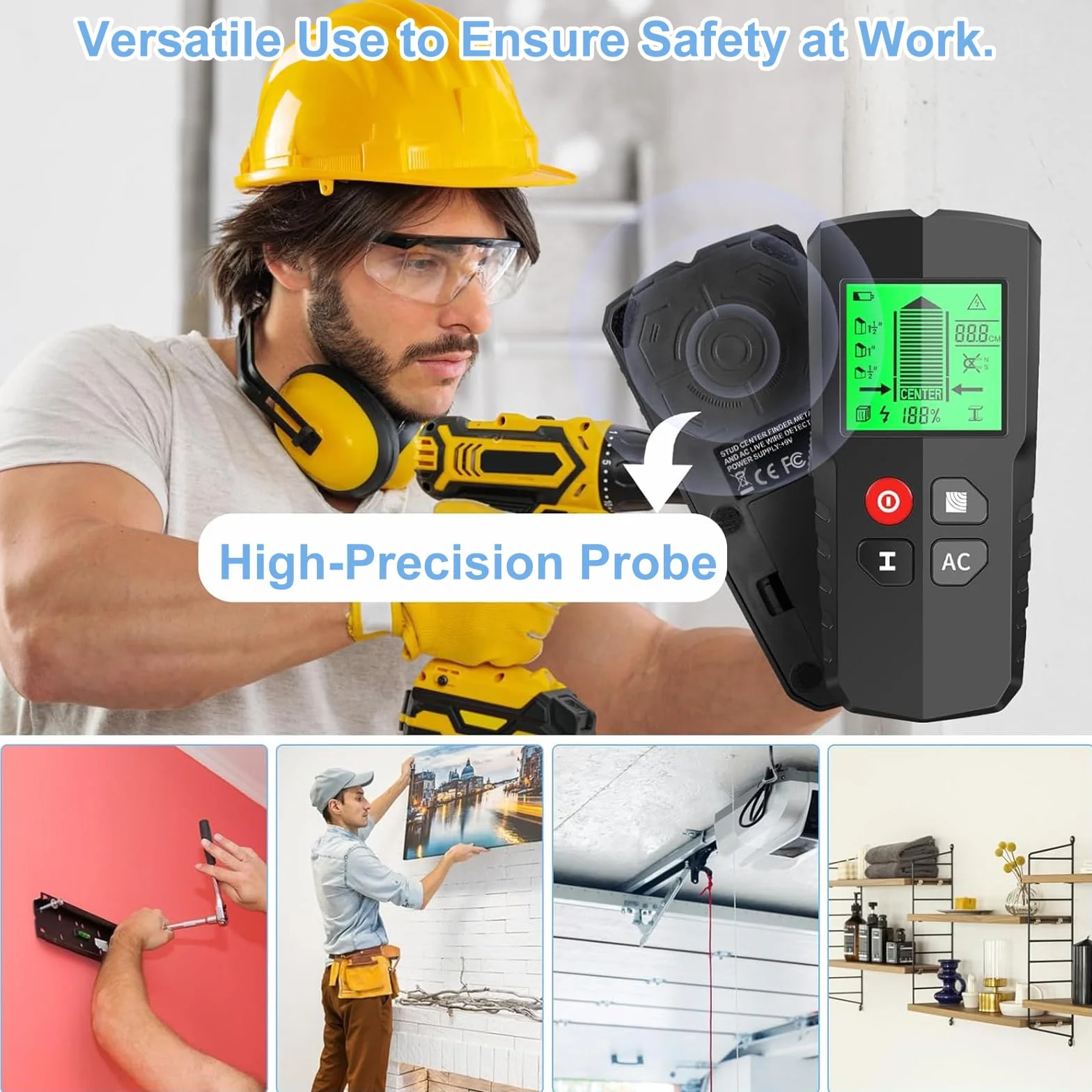 EXTSUD Rilevatore, Sensore Elettronico Scanner da Parete, Rilevatore di cavi Tubi Metallici con Display LCD per Rilevare Legno, Metallo, Cavi Nel Muro