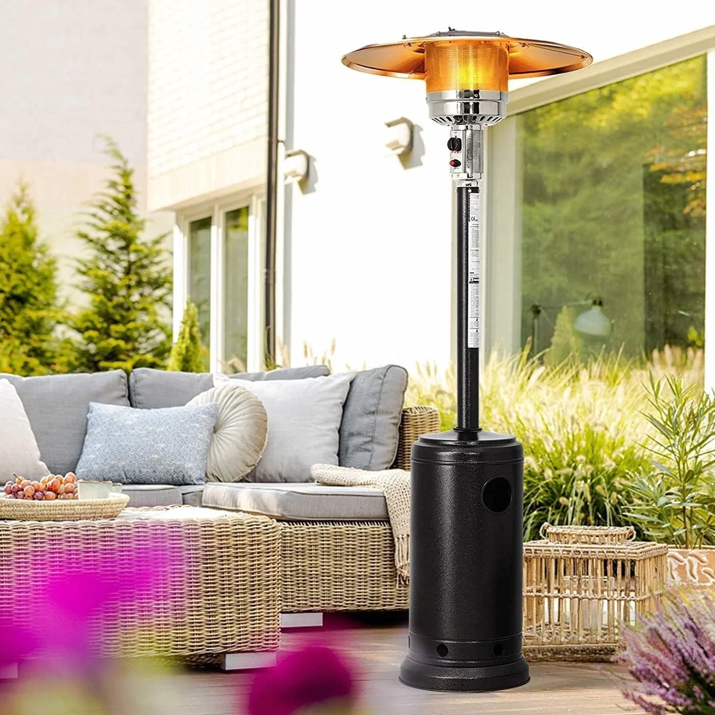 Avilia Fungo Riscaldante per Esterno a Gas GPL 5/12Kw - Stufa a Gas con Porta Bombola da 15kg Ideale per Riscaldare Patio, Giardino o Terrazzo con Potenza Regolabile e Accensione Pizoelettrica