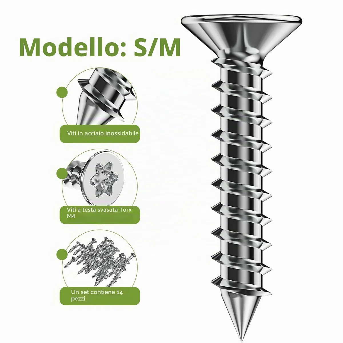 Forever Speed 2 Per Picchetti Per Robot Tosaerba Worx Landroid S/M, Sbavatura A Vite Svasata, 210 Mm, 14 Viti Autofilettanti