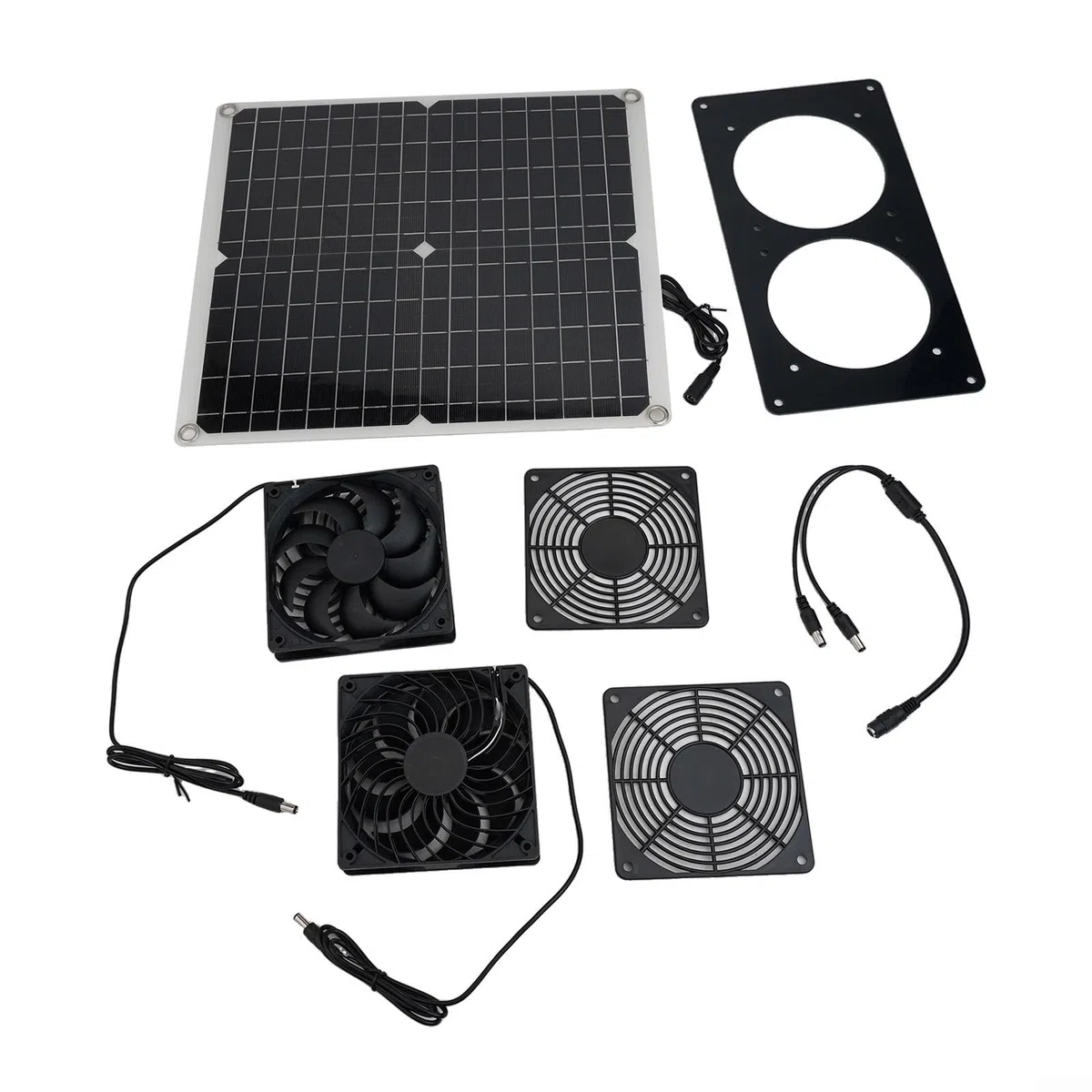 Ventola di scarico solare da 30 W, con doppia ventola, per serra, pollaio per camper, (ventilatore solare)