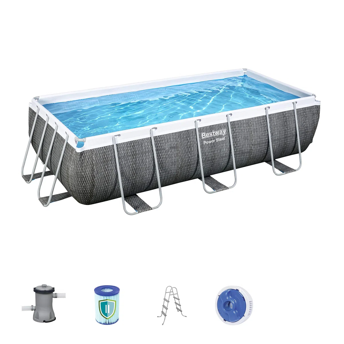 Bestway 56721 Power Steel Pool Set PVC Grey