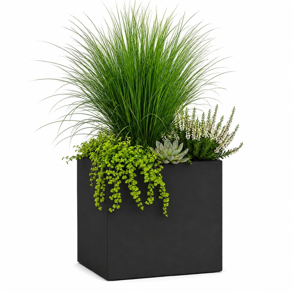 Pflanzwerk® Fioriera Vaso per fiori Portavaso CUBE Antracite 45x55x55cm *Resistente al gelo* *Protezione UV* *Europea di qualità*
