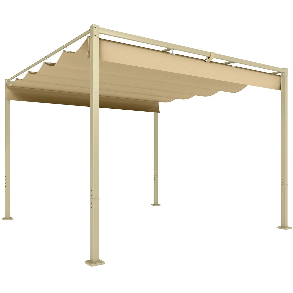 Outsunny Gazebo Pergola 3x3 m Pergolato,Telo Richiudibile Retrattile, Cachi | Telo Resistente, Struttura in Metallo, Pergola per Giardino, Terrazzo, Balcone, Veranda, Patio, Piscina, Esterno