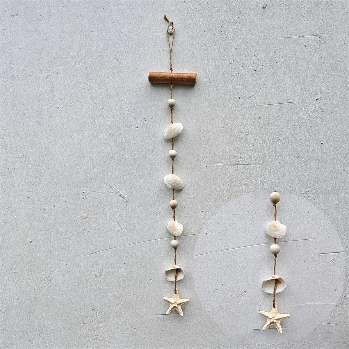 Conchiglie artistiche in vetro di mare e bastone di legno scacciapensieri costieri decorazione da parete per veranda patio decorazione scacciapensieri a tema spiaggia