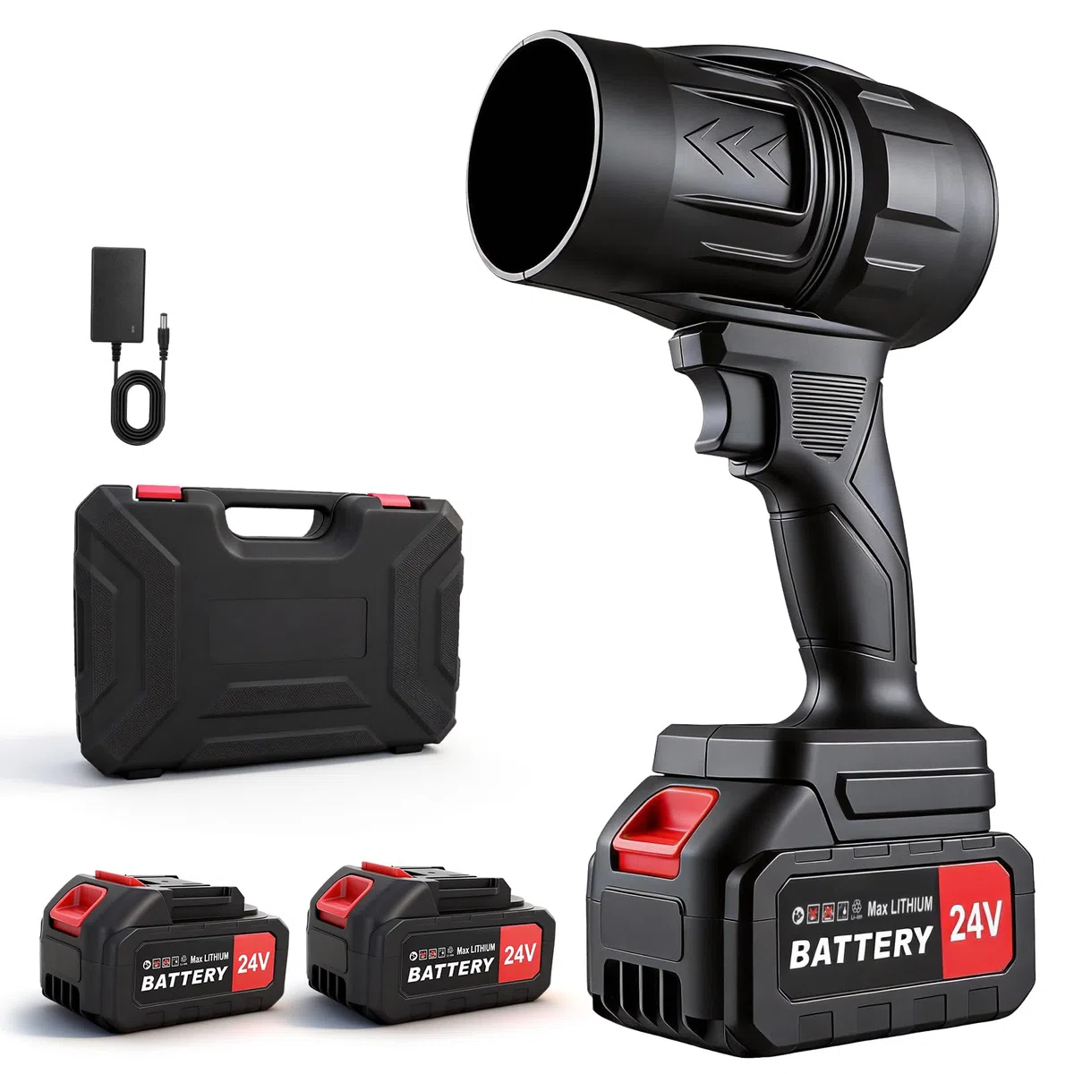 Soffiatore 21V 250000 tr/min, 130 MPH, 2 Batterie – Giardino/Auto/Campeggio | Motore 550 W, Portata 130 MPH, Leggero 0,8 kg, Impugnatura Ergonomica, Autonomia 30 min – Uso Interno/Esterno