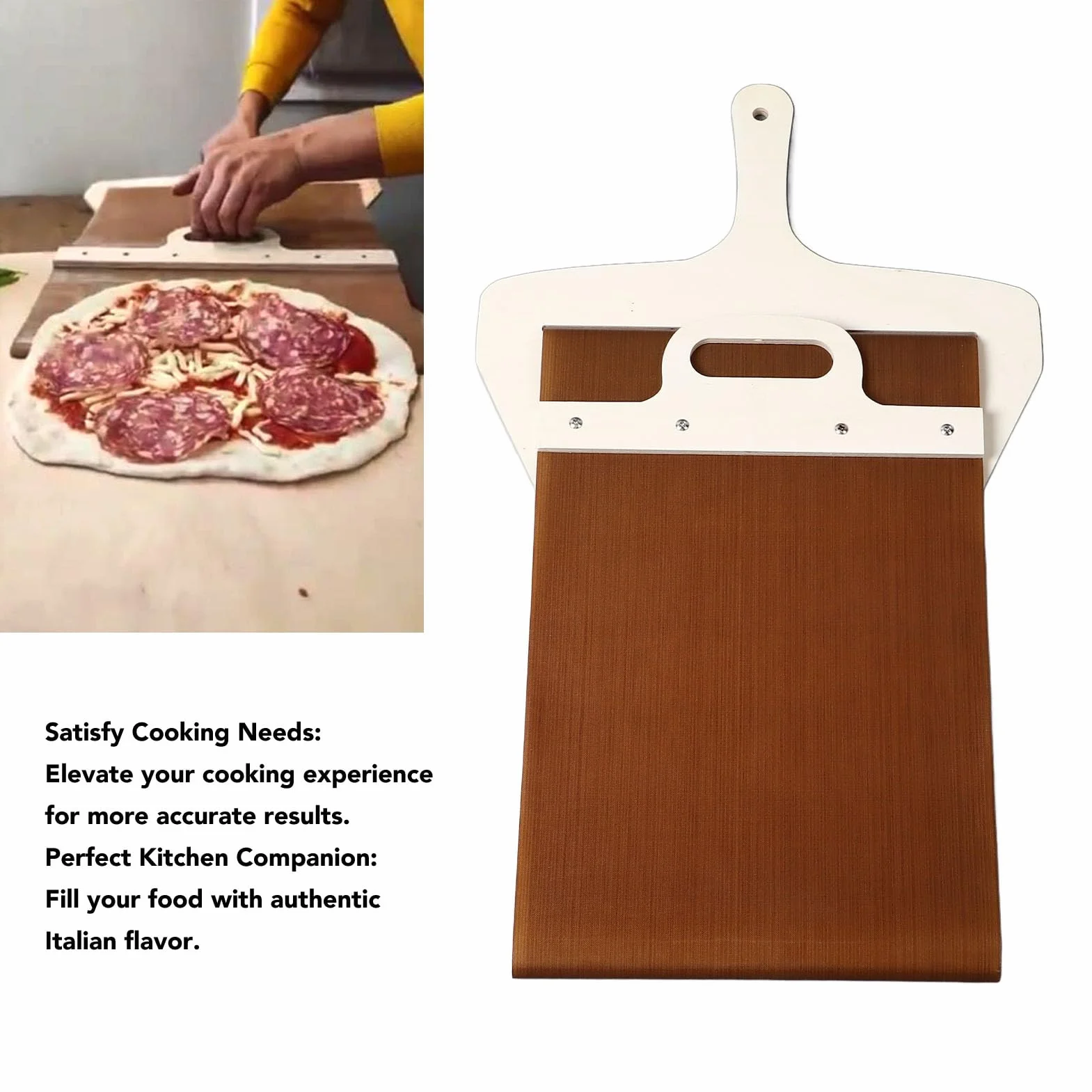 Pala per Pizza Scorrevole, Cursore per Pala per Pizza per Trasferimenti Torta di Pizza, Pala per Pizza Antiaderente Leggera con Manico, per Cuocere la Pizza Fatta in Casa in