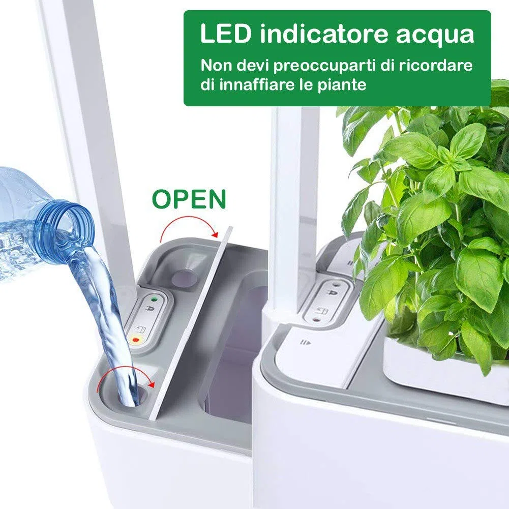 Clizia Smart Garden - serra idroponica per piante, vaso intelligente, grow box - Orto da interno 100% Bio - Coltiva le erbe aromatiche- timer automatico, luce Led inclusa (Bianco)