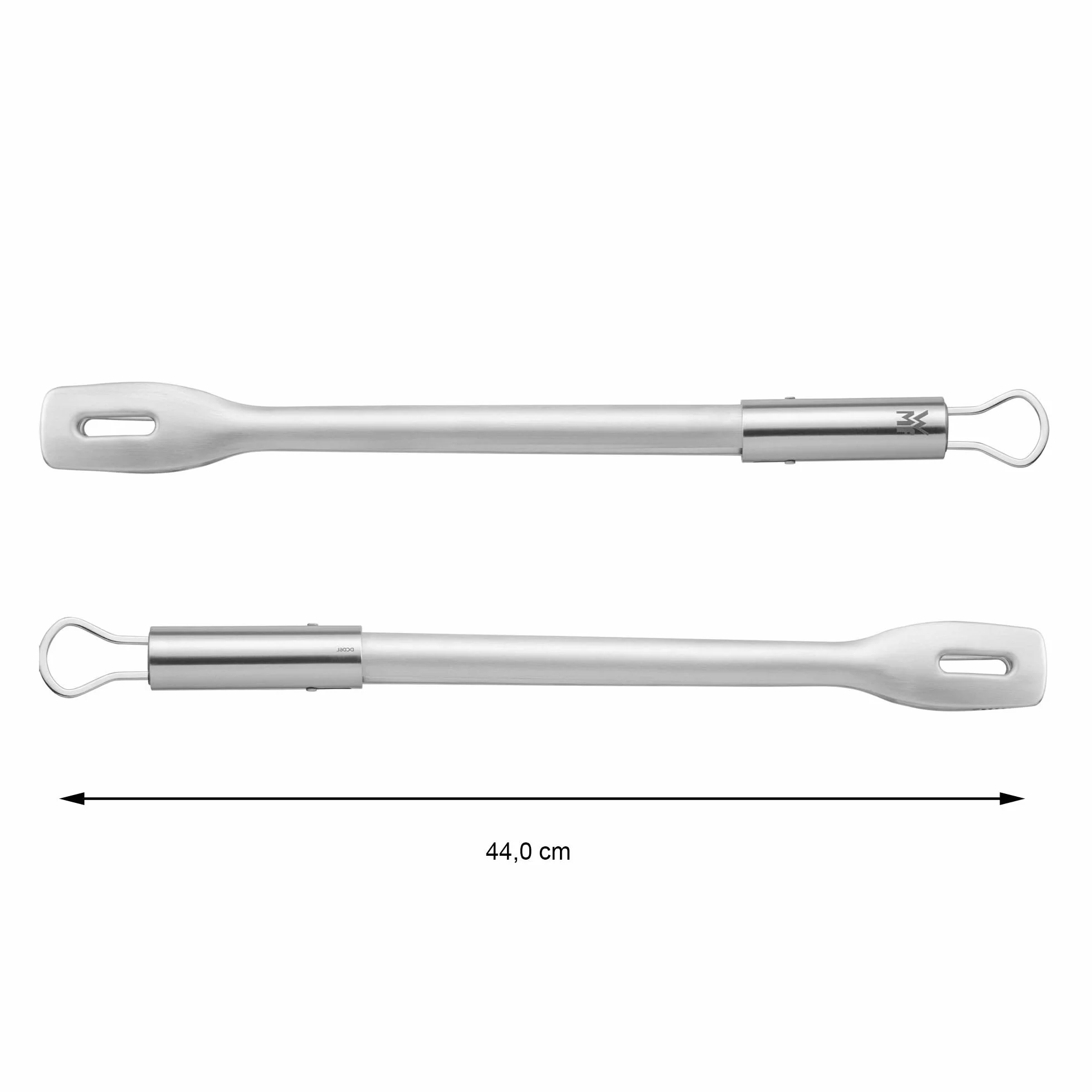 WMF 1892866030 BBQ - Pinza per barbecue, 44 cm, per bistecche, pesce, verdure, meccanismo di bloccaggio, salvaspazio, in acciaio INOX 18/8