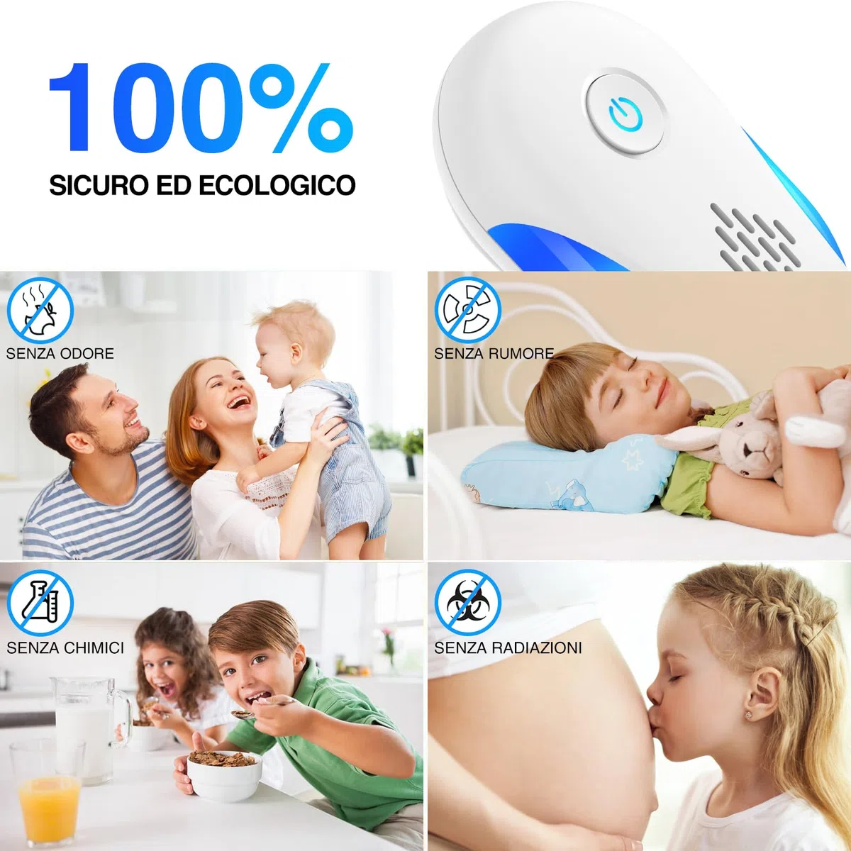 Ultrasuoni per Topi da Interno 4 Pezzi, Repellente Universale per Parassiti, Elimina Formiche, Scarafaggi, Mosche e Ragni, Adatto a Interni Domestici e Aree Commerciali