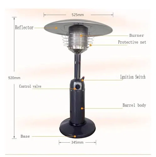 Riscaldatore a gas portatile per patio, in acciaio inox, bruciatore a propano/butano per esterni, unità da tavolo ad alta efficienza energetica per giardino, gazebo campeggio e riscaldamento esterno
