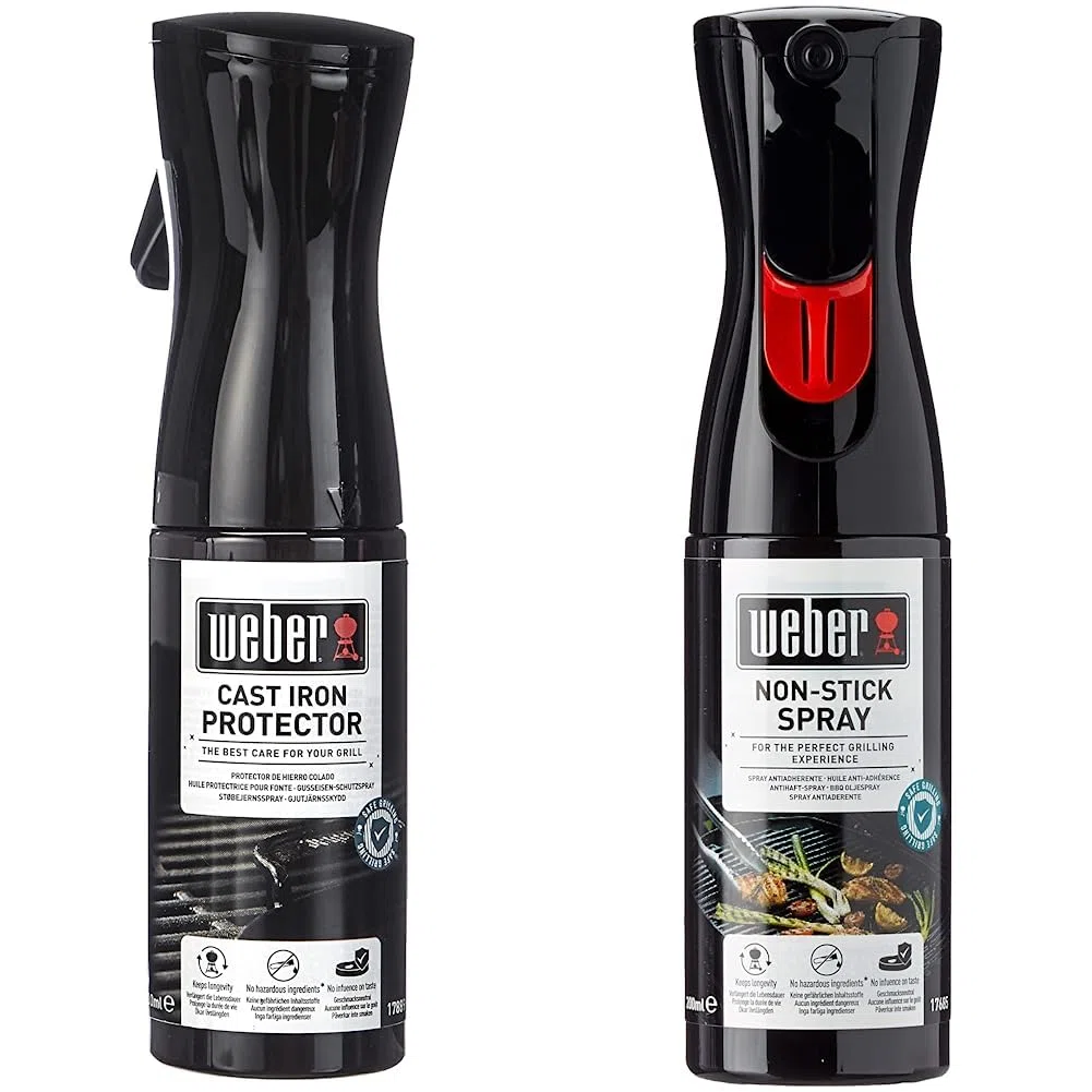 Weber 17685 Olio antiaderente per griglie & 17889 Spray Protettivo per ghisa, Nero
