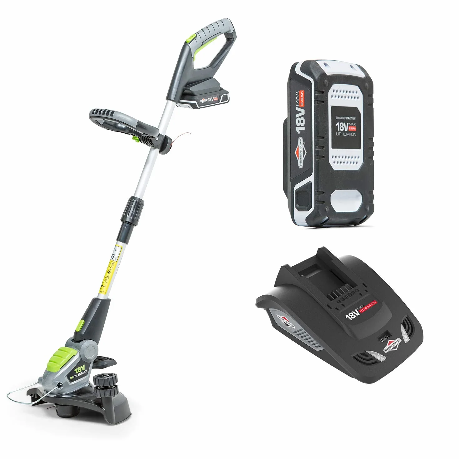 Murray IQ18GTK kit decespugliatore a Batteria 18V agli Ioni di Litio, Larghezza Taglio 30cm, Incluso Batteria da 2.5Ah e Caricabatteria, Garanzia 5 Anni