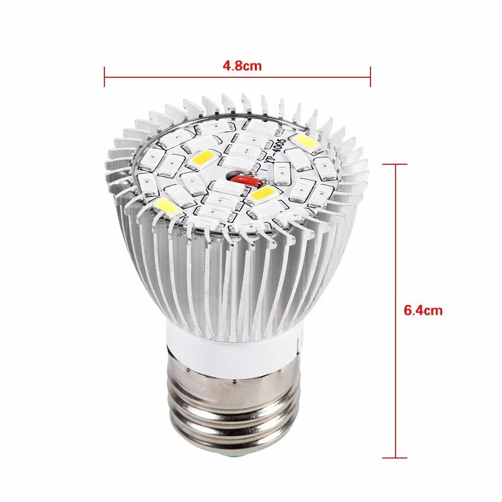 Zerodis LED Coltiva la lampada, 5W E27 Pannello ad Alta Potenza Spettro Completo 28 LED Lampada per Coltivazione Indoor Coltiva la lampadina per Serra Pianta Pianta in Vaso fiori
