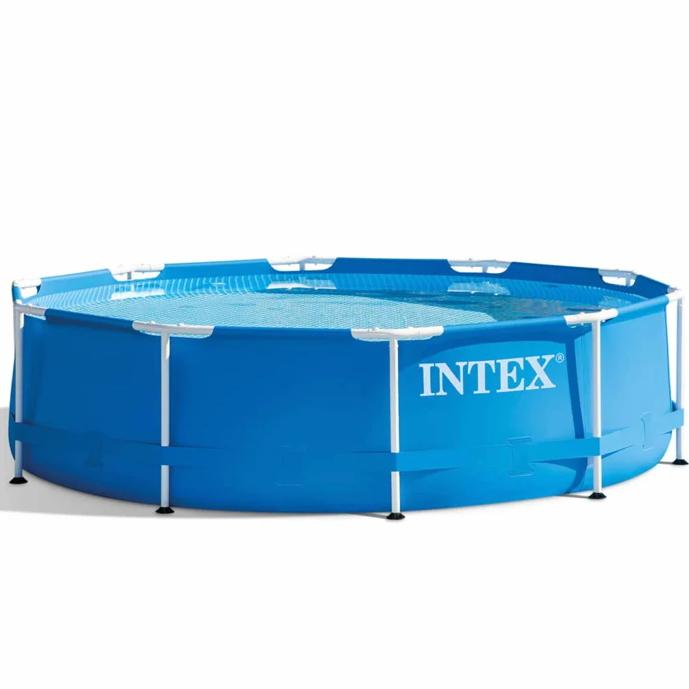 Intex 28202UK – Piscina Fuori Terra Metal Frame Rotonda, Pompa Filtro 1250 L/h, 4485 L, Acciaio e PVC, Blu, 305x76 cm