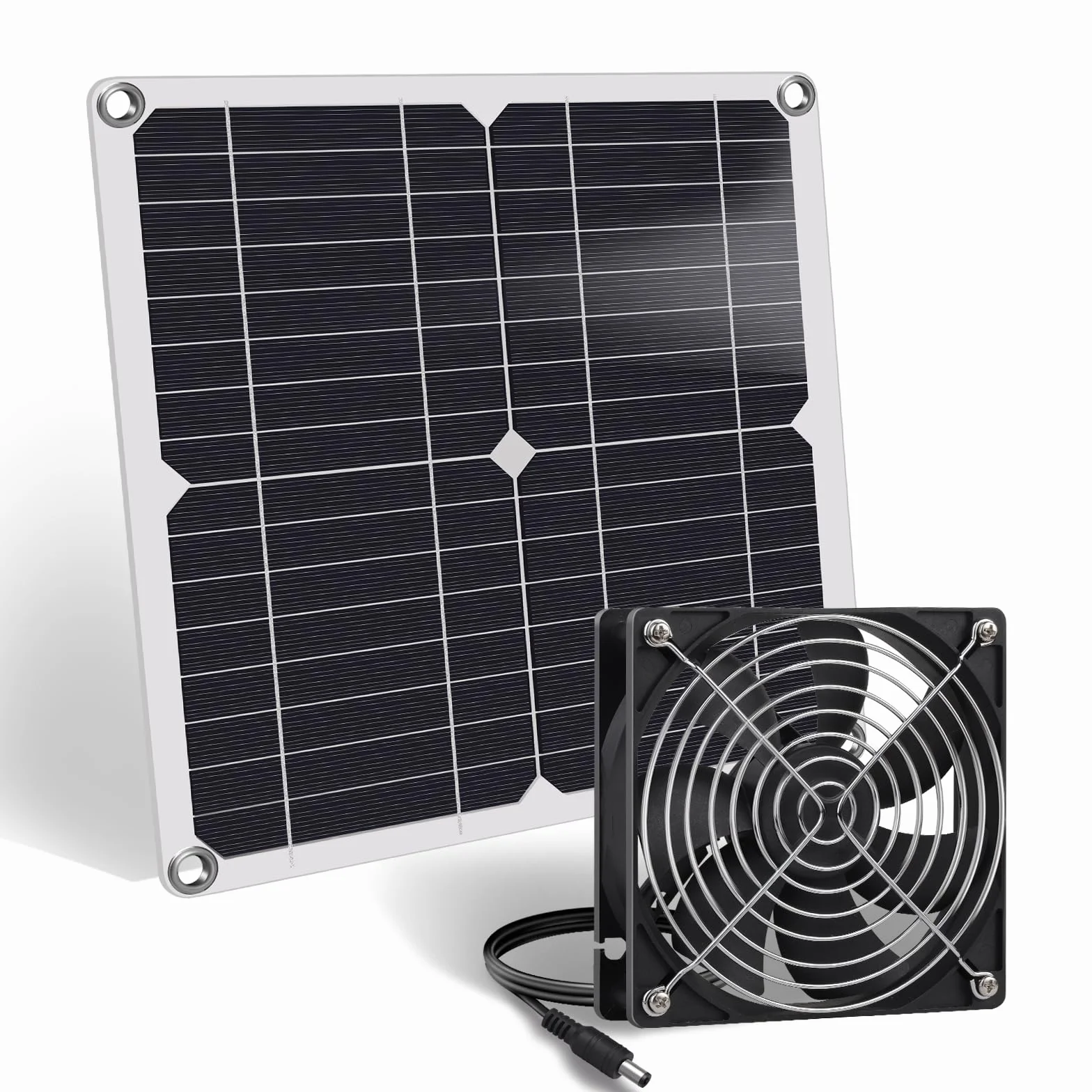 Ventilatore solare resistente, 12 W, pannello solare, ventilatore DC per piccoli polli, serre, capannoni, case animali, aria alimentazione/scarico
