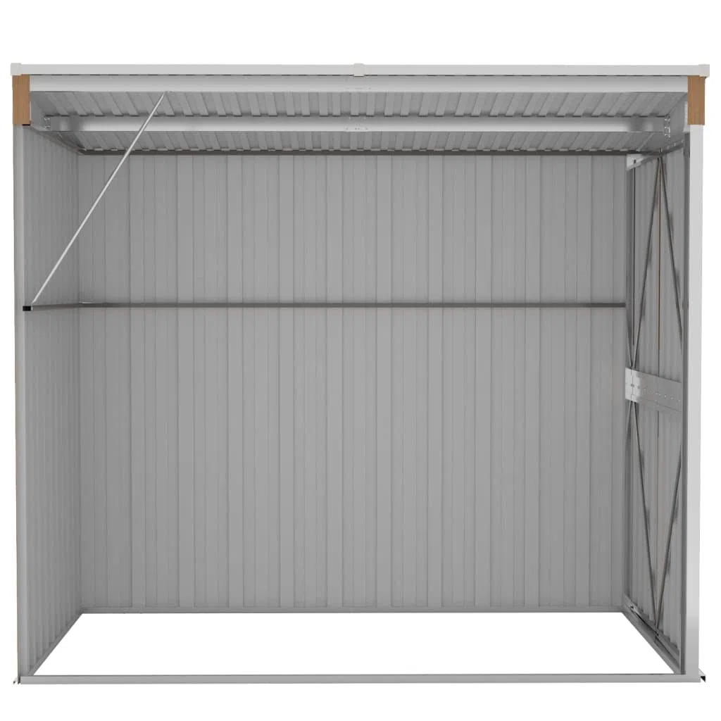 IKAYAA Capanno da Giardino a Parete Capanno per Attrezzi da Giardino in Metallo Capanno per Stoccaggio Esterno Casetta da Giardino Acciaio-Marrone-118 x 194 x 178 cm