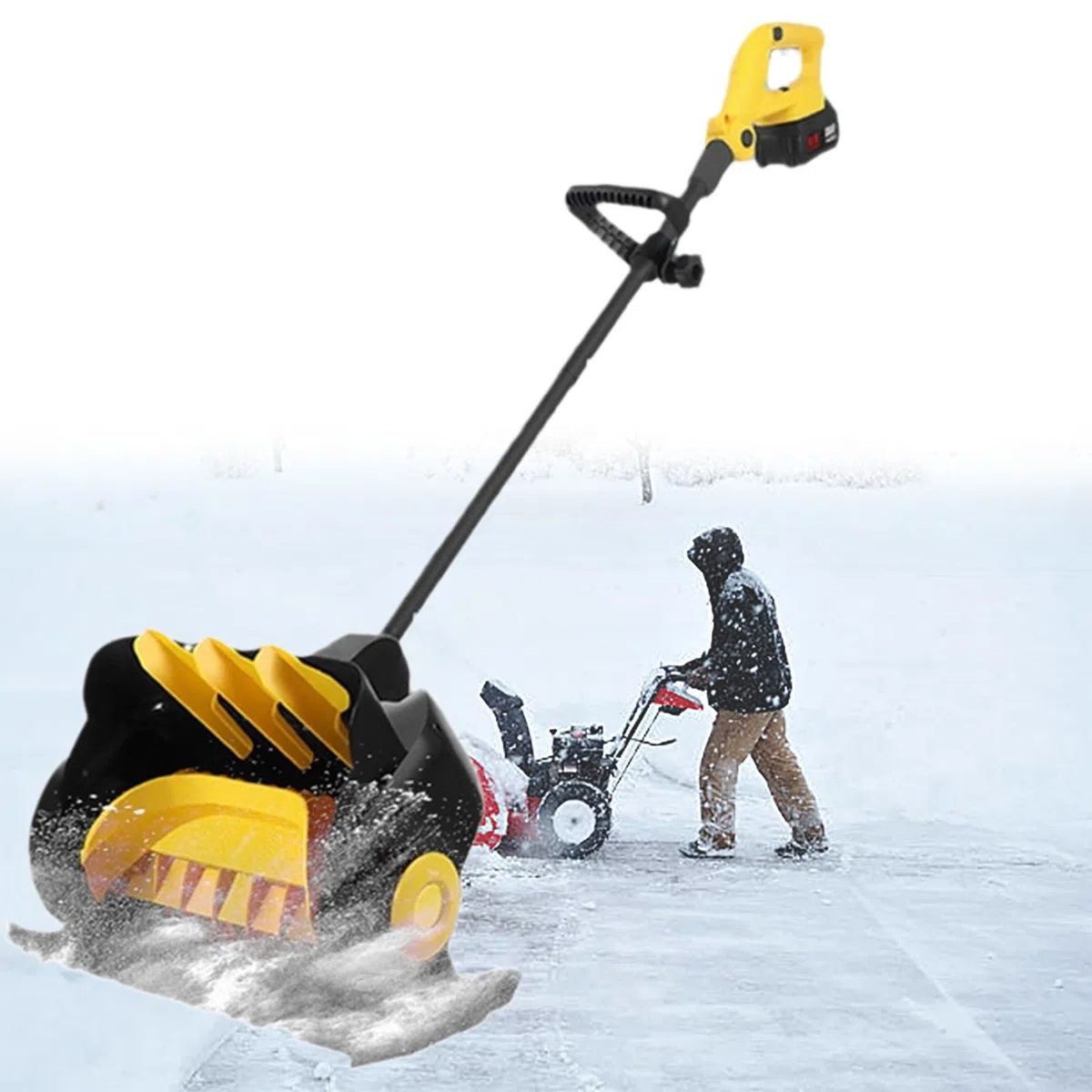 Pala da Neve Senza Fili, 21 V | 41 cm | Spazzaneve Senza Fili da 2 Ah, spazzaneve a Batteria con Impugnatura Anteriore Regolabile (2 batterie e caricabatteria rapido Inclusi)