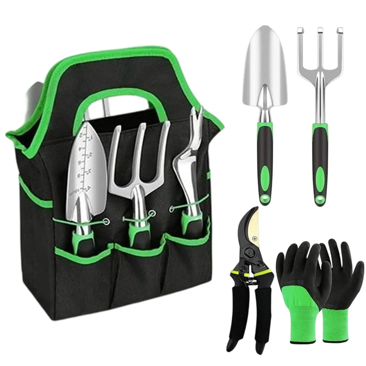Attrezzi da Giardinaggio 8 Pezzi Acciaio Inossidabile Per Piante | Kit Manuali Da Giardino Fiorito Per Interno Esterno e Principianti Ideale per Scavo Diserbo e Trapianto
