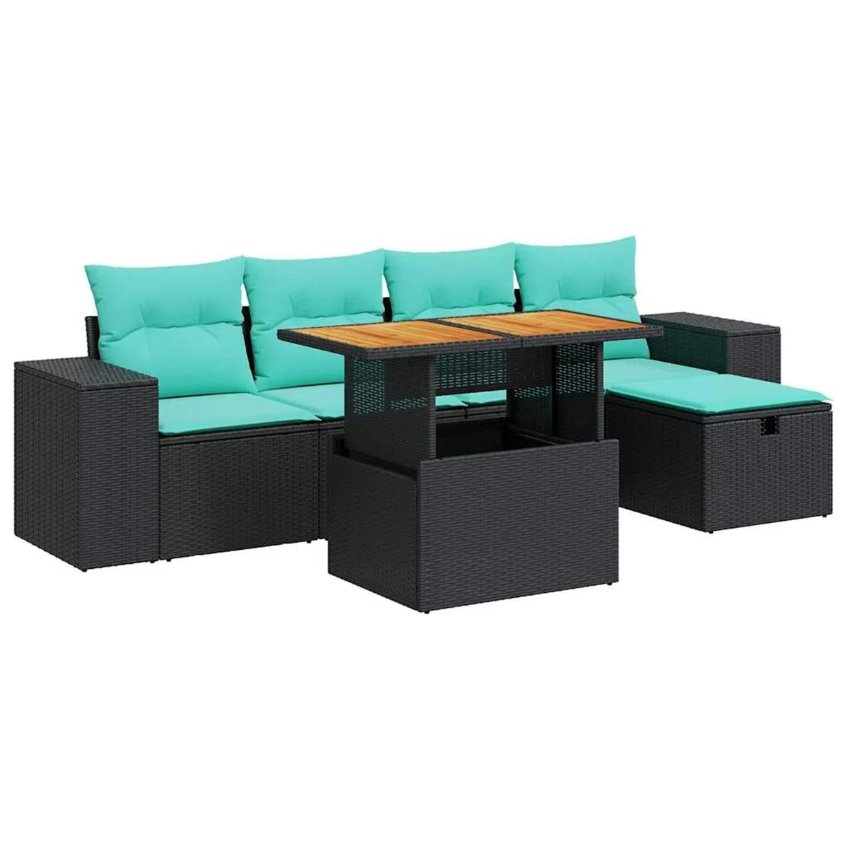 Tidyard Set Divano Giardino 6 pz con Cuscini, Materiale polyrattan Resistente, Spazio di conservazione con Custodia Impermeabile, Cuscini sfoderabili e Lavabili, per Arredamento da Esterno